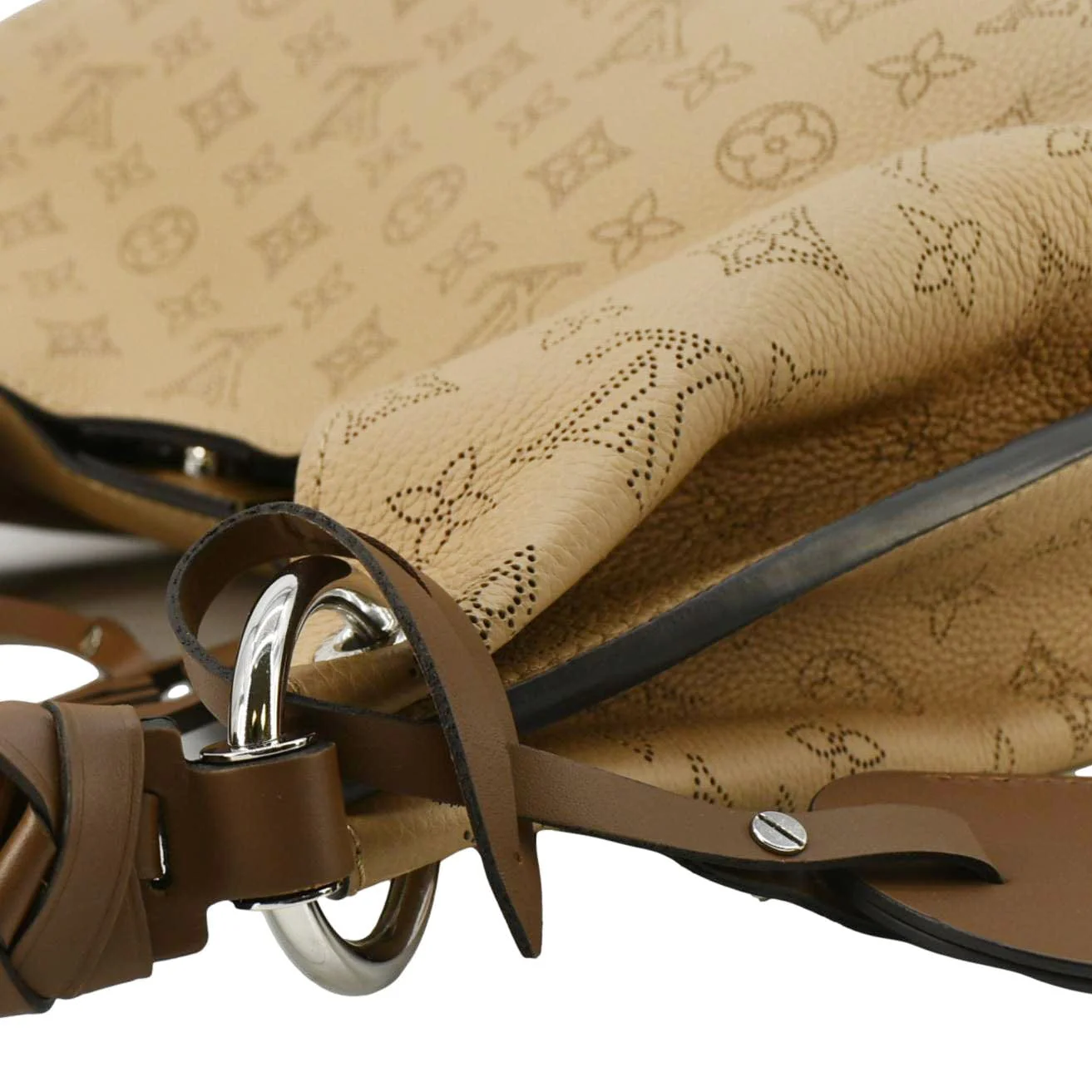 LOUIS VUITTON Carmel Mahina Leather Hobo Bag Beige - Image 7