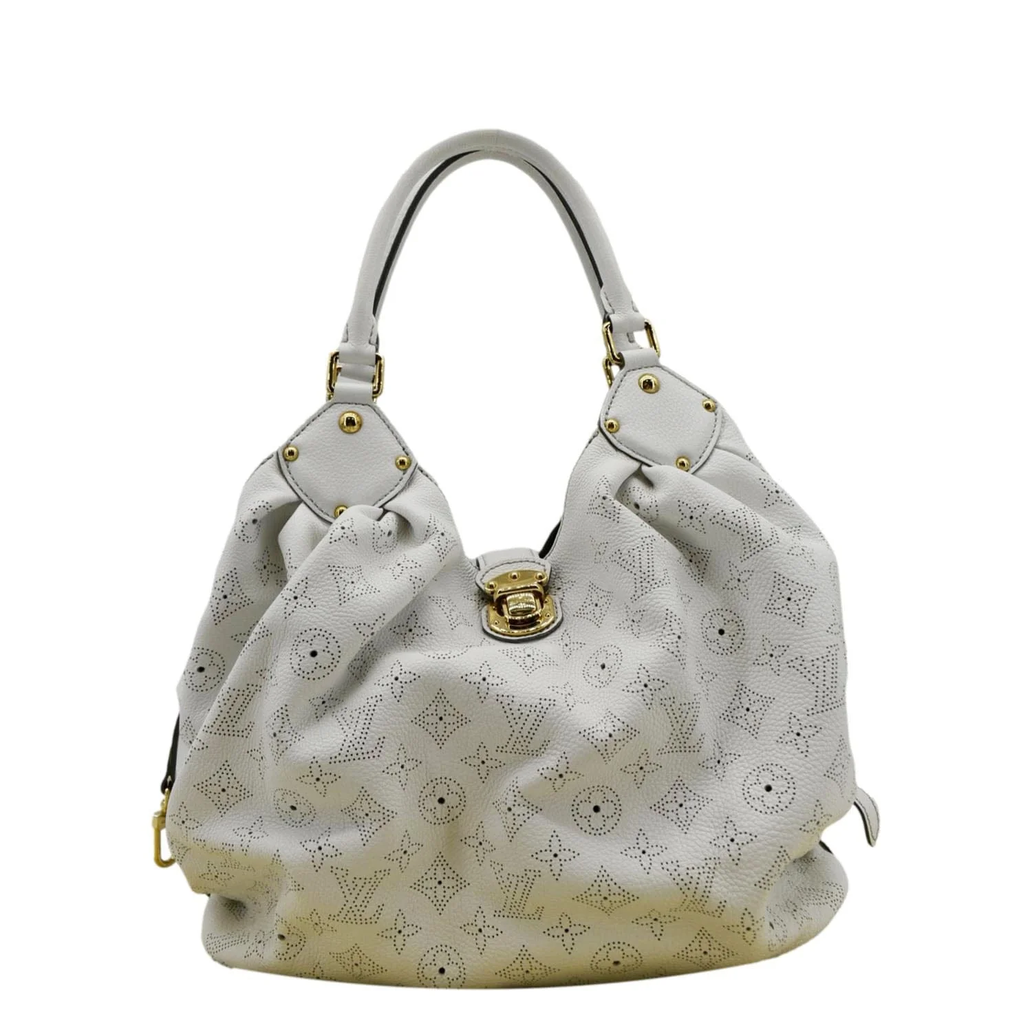 LOUIS VUITTON Solar Large Mahina Leather Hobo Bag White