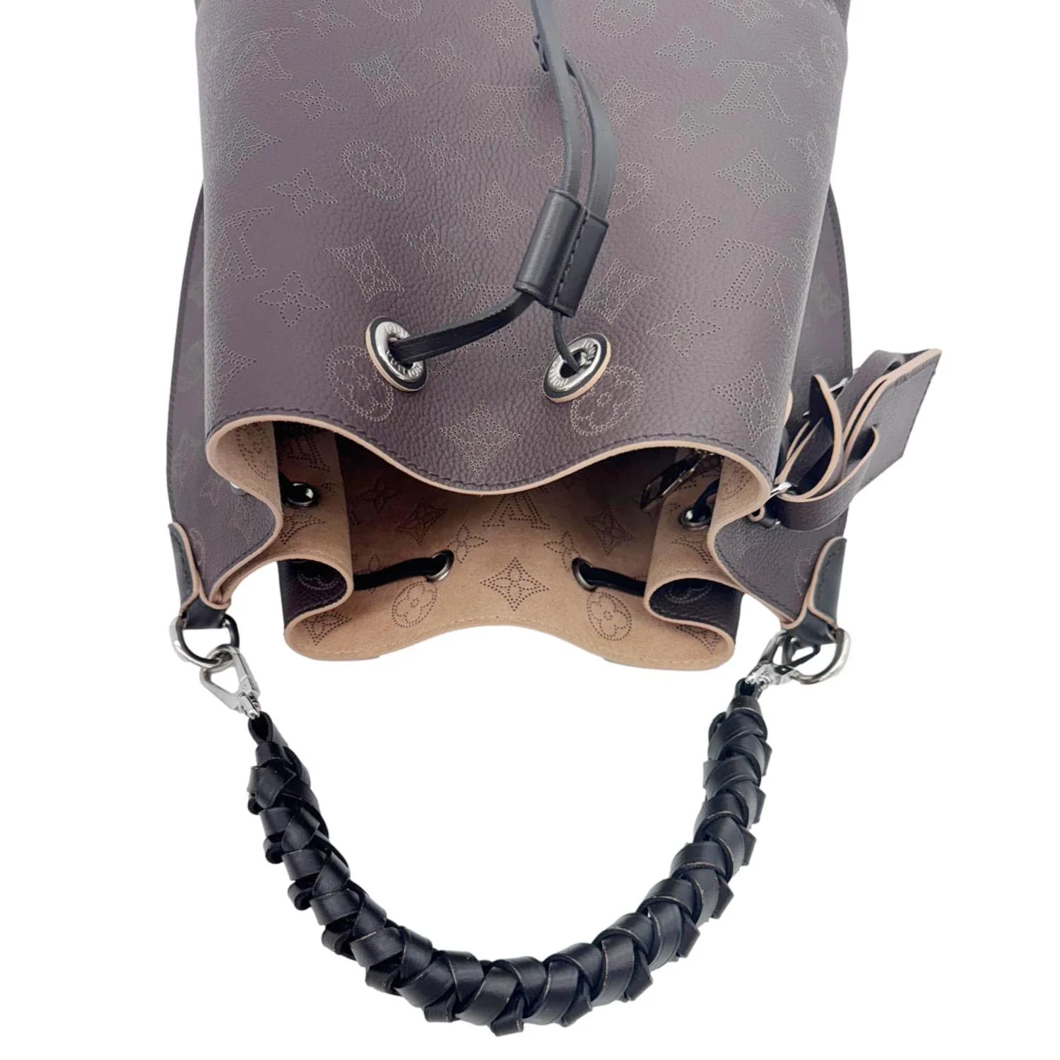 LOUIS VUITTON Muria Mahina Perforated Leather Shoulder Bucket Bag Burgundy - Image 7