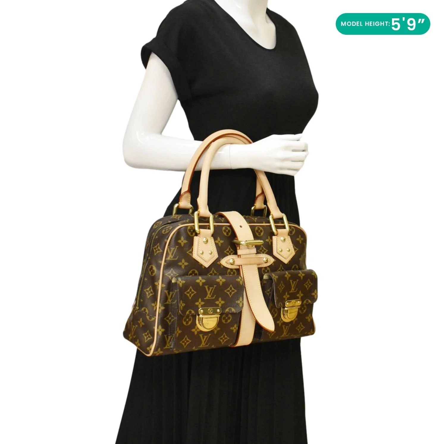 LOUIS VUITTON Manhattan GM Monogram Canvas Satchel Bag Brown - Image 2