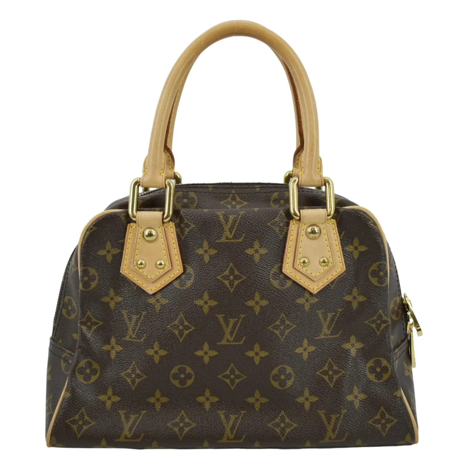 LOUIS VUITTON Manhattan PM Monogram Canvas Satchel Bag Brown - Image 4