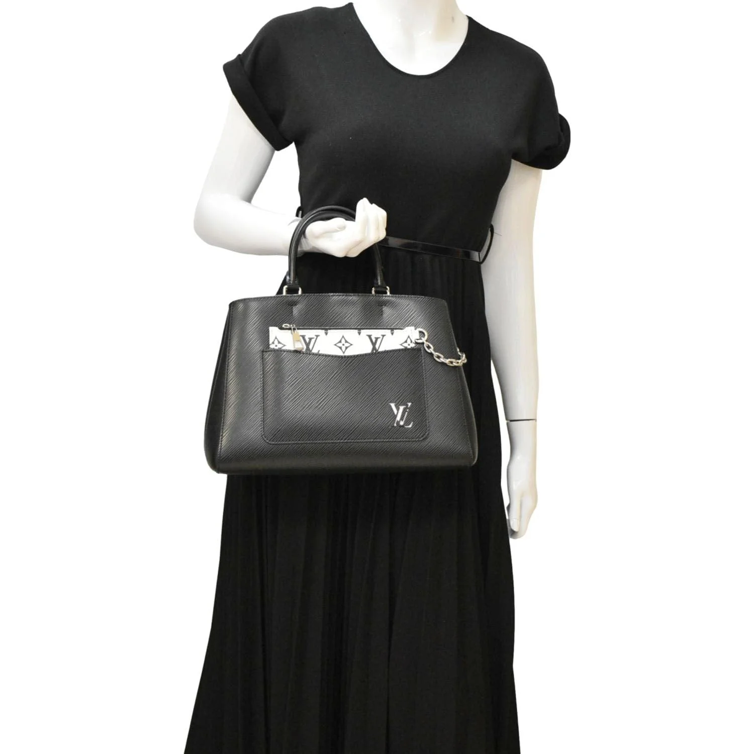 LOUIS VUITTON Marelle MM Epi Leather Tote Shoulder Bag Black - Image 2