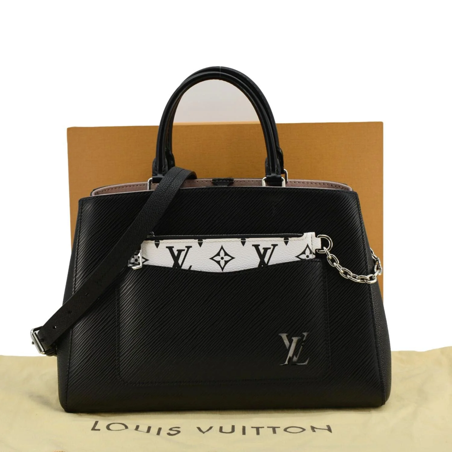 LOUIS VUITTON Marelle MM Epi Leather Tote Shoulder Bag Black - Image 3