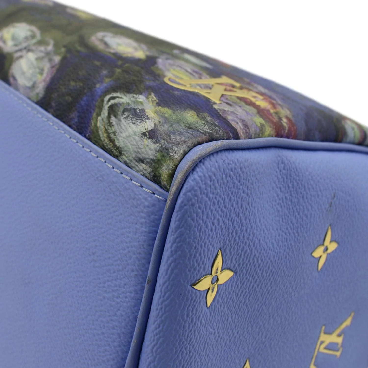 LOUIS VUITTON Masters Monet Speedy 30 Coated Canvas Satchel Bag Blue - Image 9
