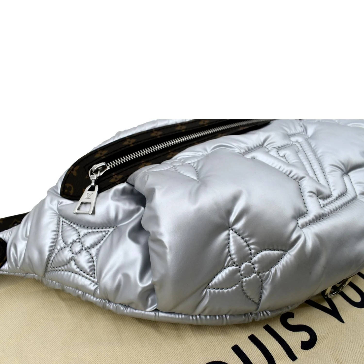 LOUIS VUITTON Nylon Monogram Canvas Maxi Bumbag Silver - Image 7