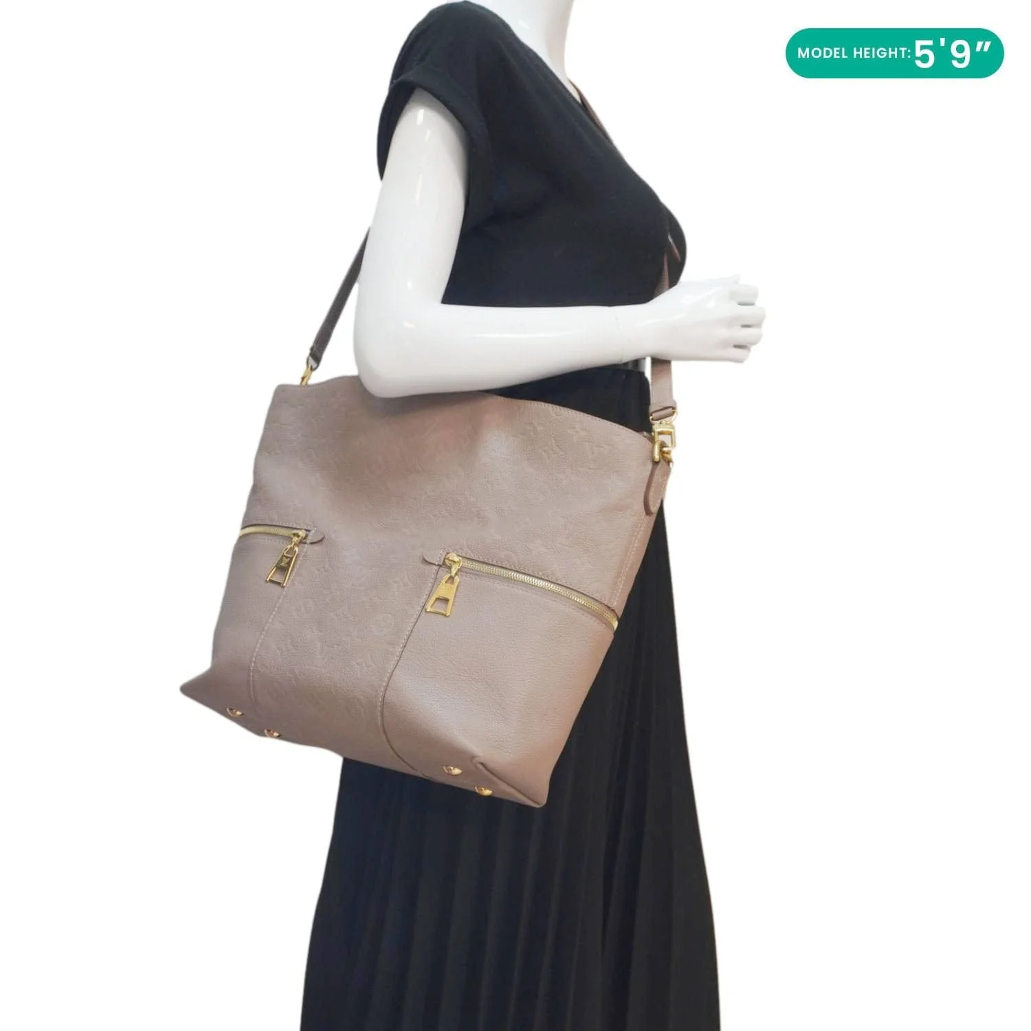 LOUIS VUITTON Melie Monogram Empreinte Leather Hobo Shoulder Bag Beige - Image 2