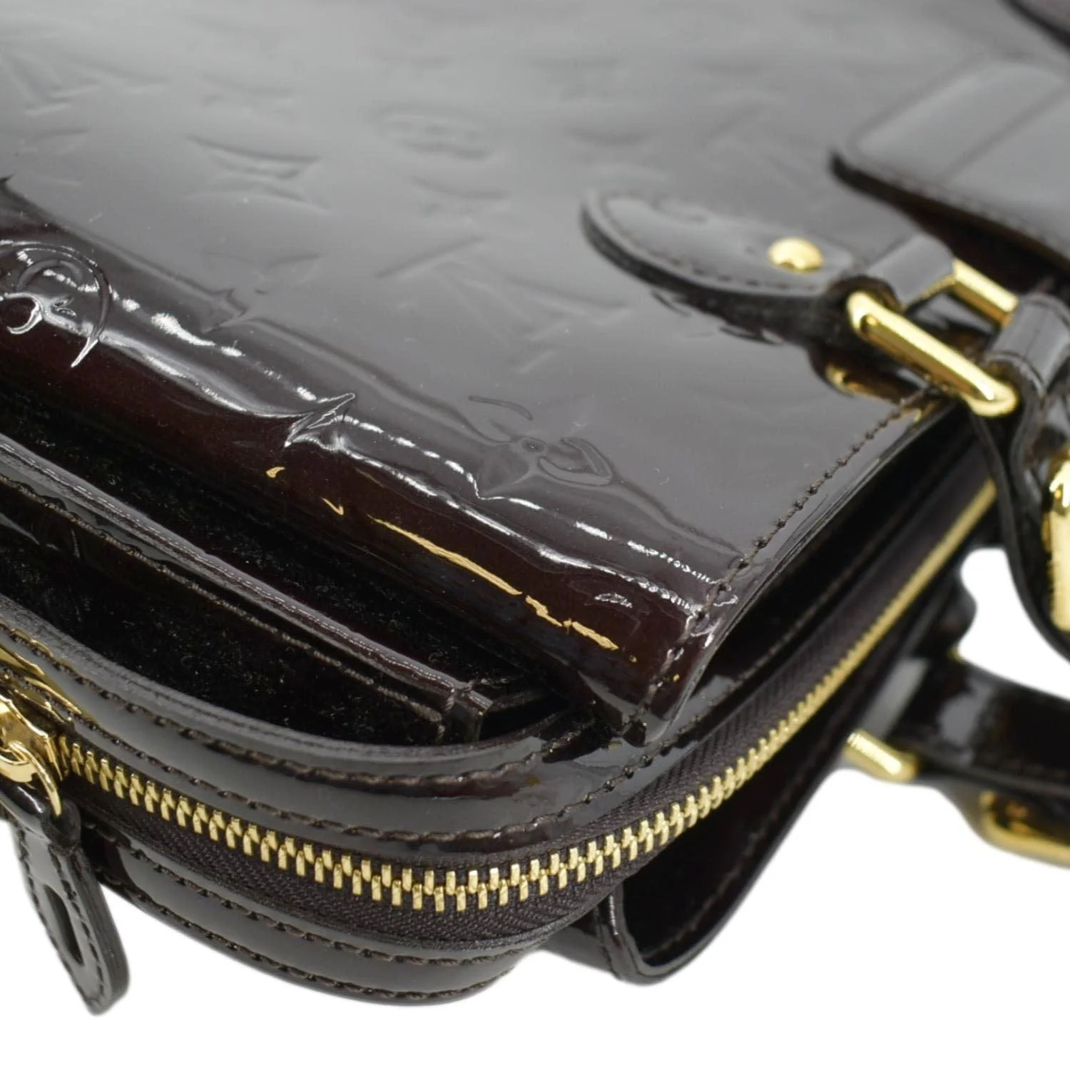 LOUIS VUITTON Melrose Avenue Monogram Vernis Leather Satchel Bag Amarante - Image 5