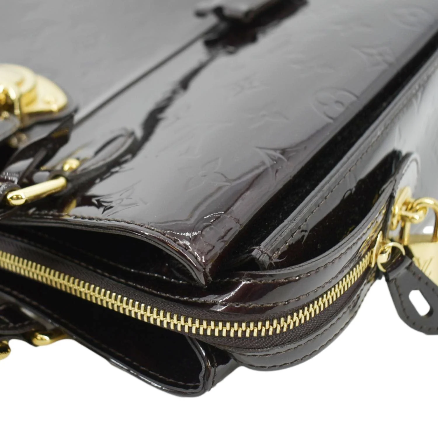 LOUIS VUITTON Melrose Avenue Monogram Vernis Leather Satchel Bag Amarante - Image 6