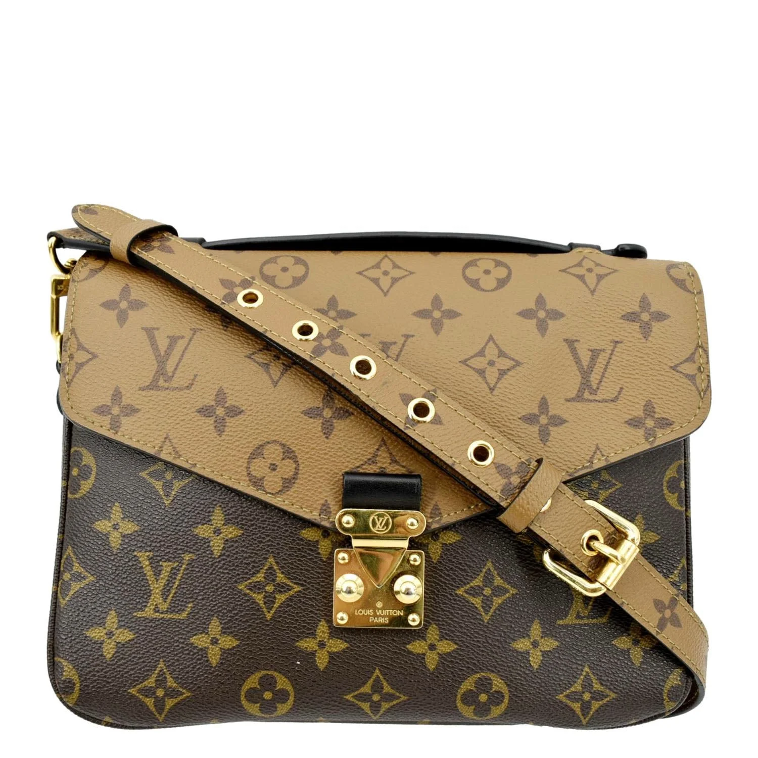 LOUIS VUITTON Metis Pochette Reverse Monogram Canvas Crossbody Bag Brown