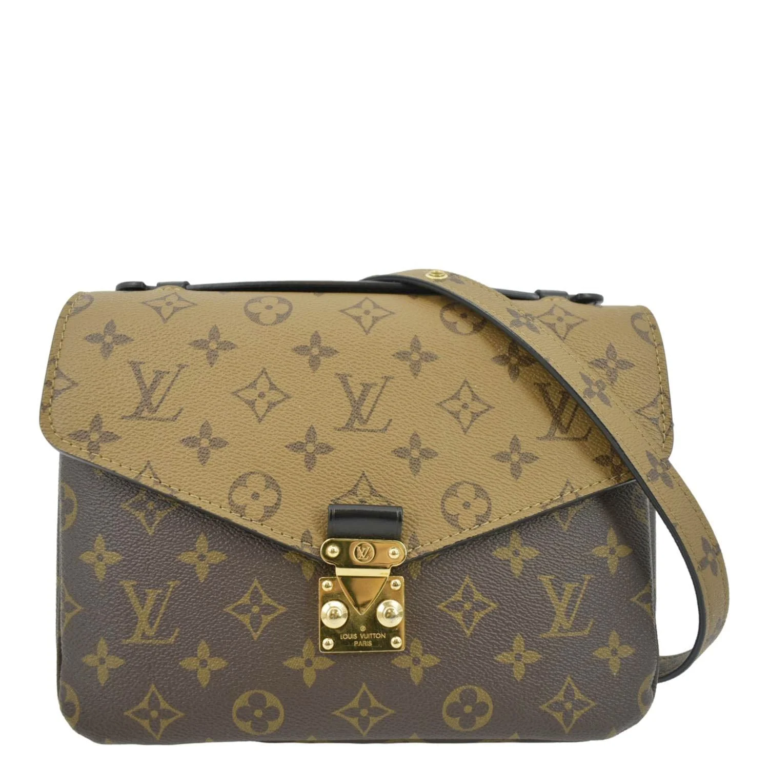 LOUIS VUITTON Metis Pochette Reverse Monogram Canvas Crossbody Bag Brown