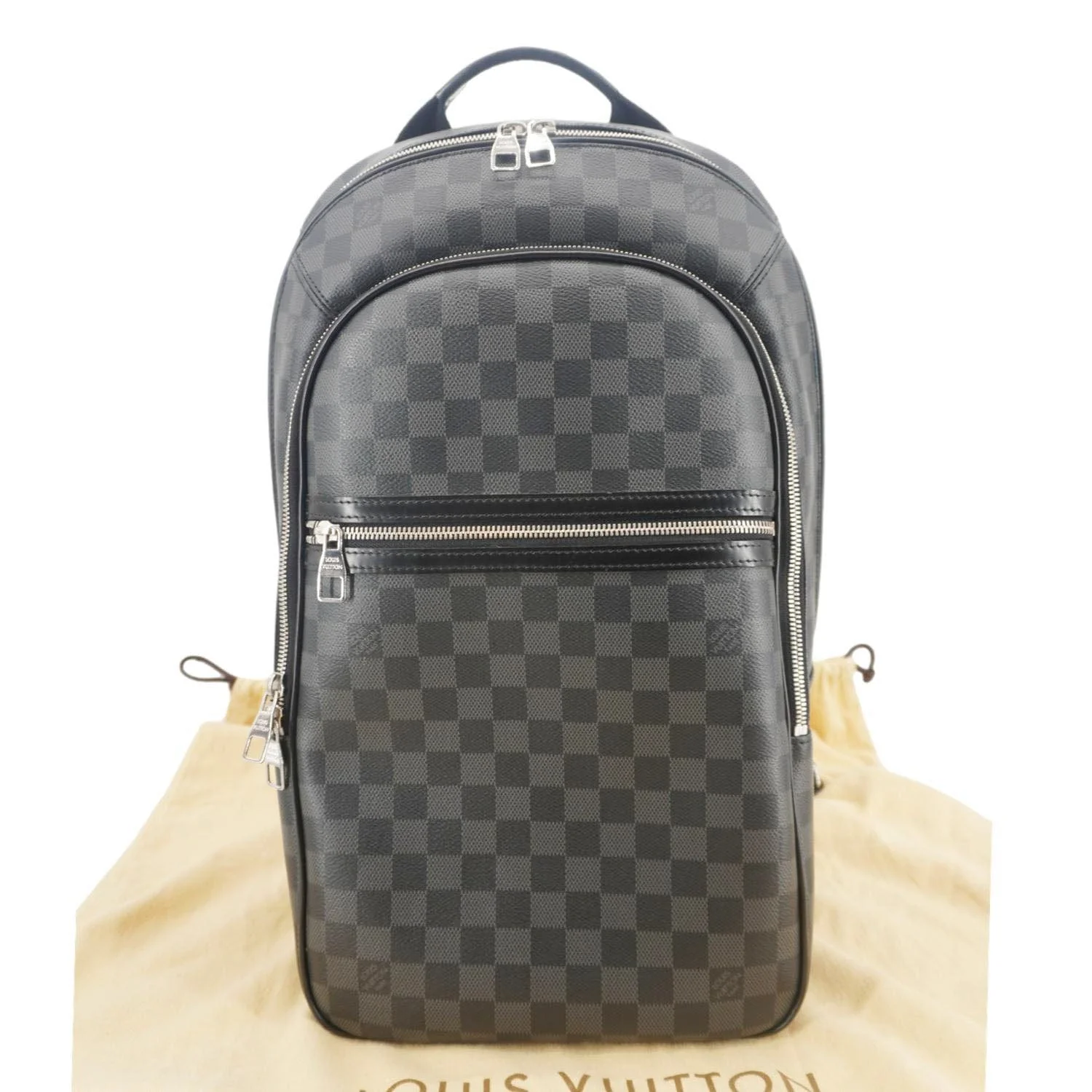 LOUIS VUITTON Michael Damier Graphite Canvas Backpack Bag Black - Image 3