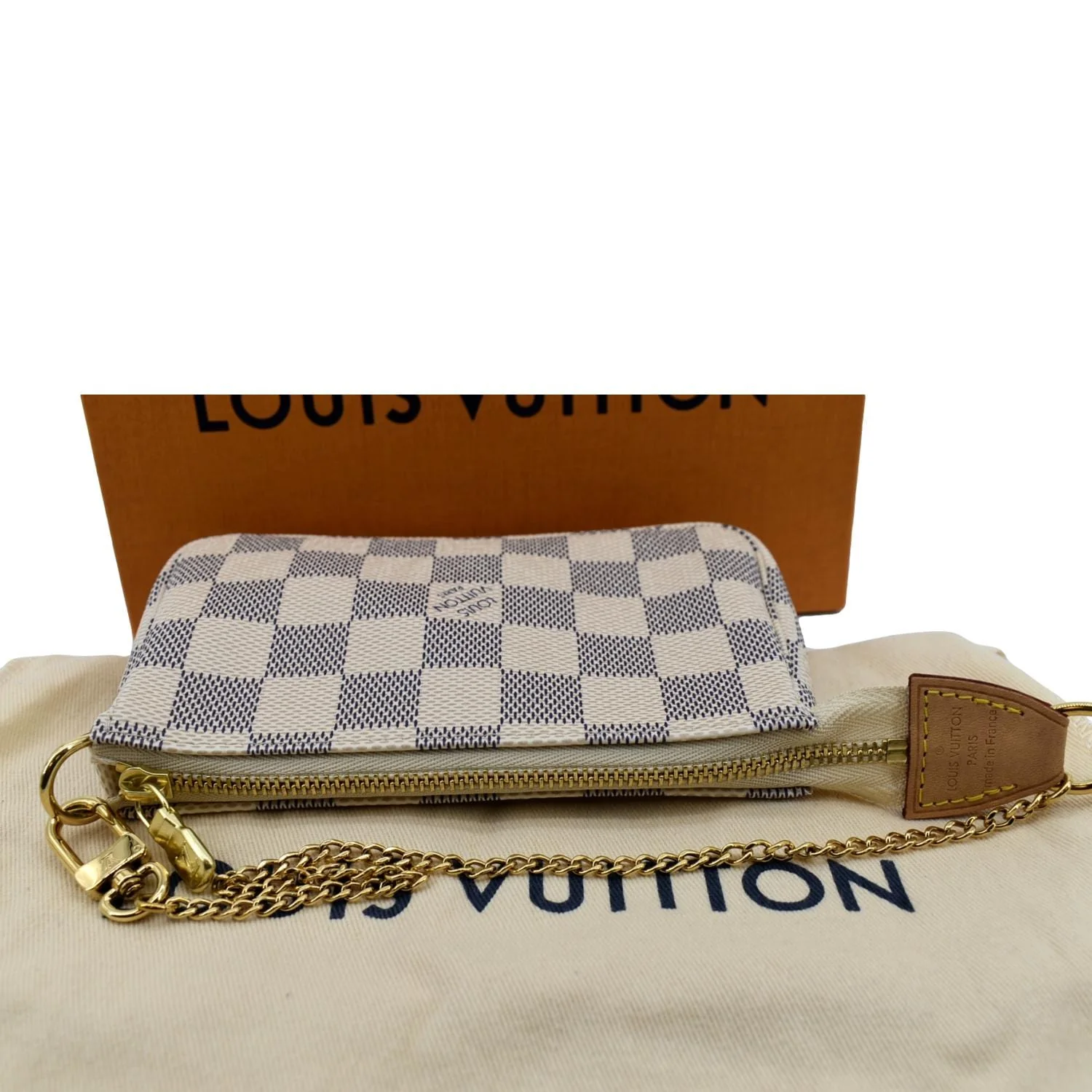 LOUIS VUITTON Mini Pochette Damier Azur Accessories Pouch White - Image 3