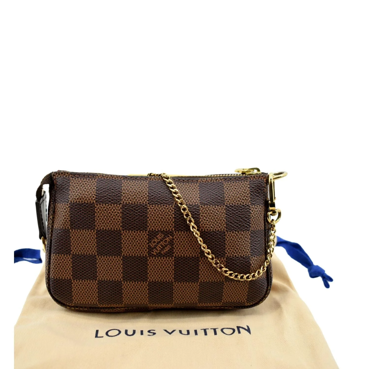LOUIS VUITTON Mini Pochette Damier Ebene Accessoires Pouch Brown - Image 3
