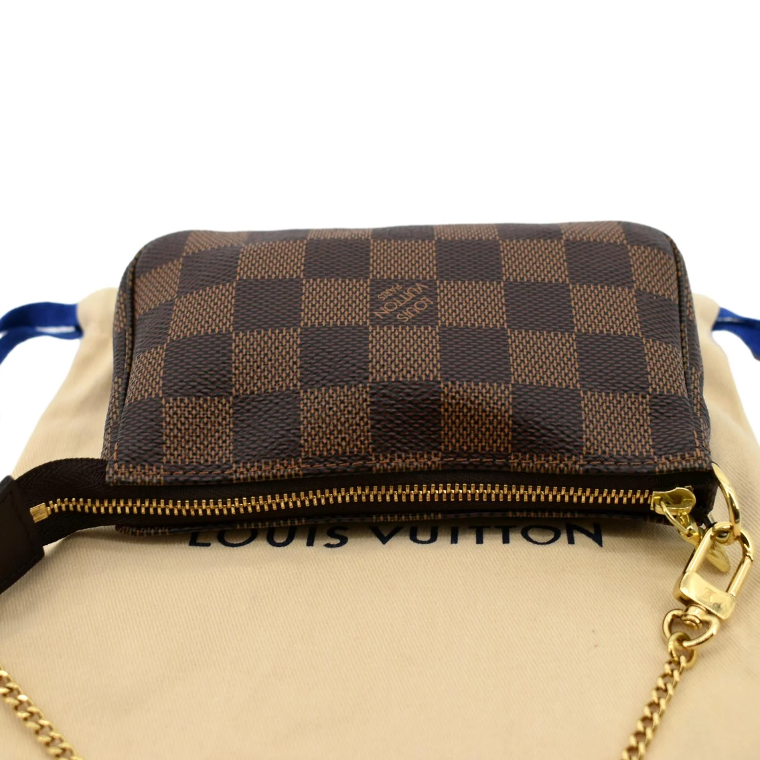 LOUIS VUITTON Mini Pochette Damier Ebene Accessoires Pouch Brown - Image 4