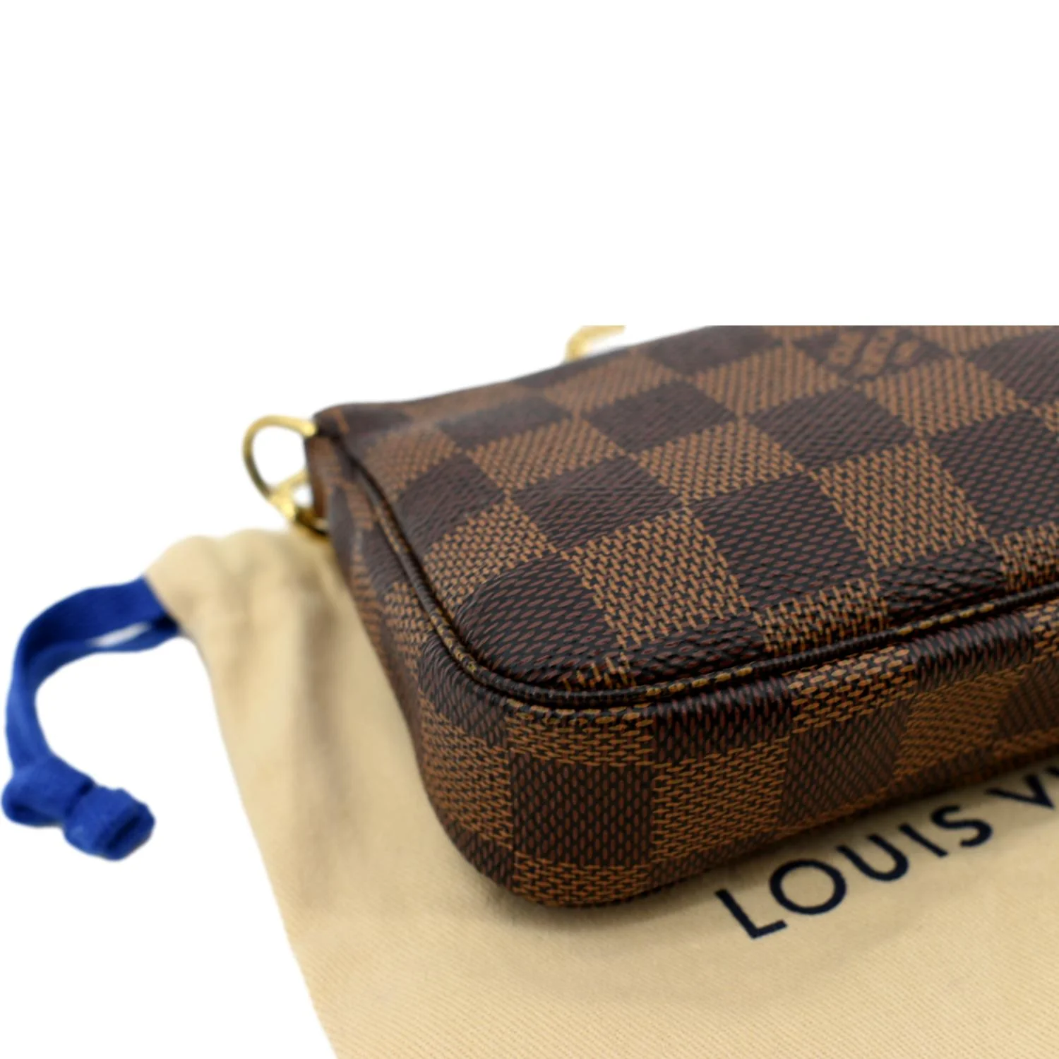 LOUIS VUITTON Mini Pochette Damier Ebene Accessoires Pouch Brown - Image 7