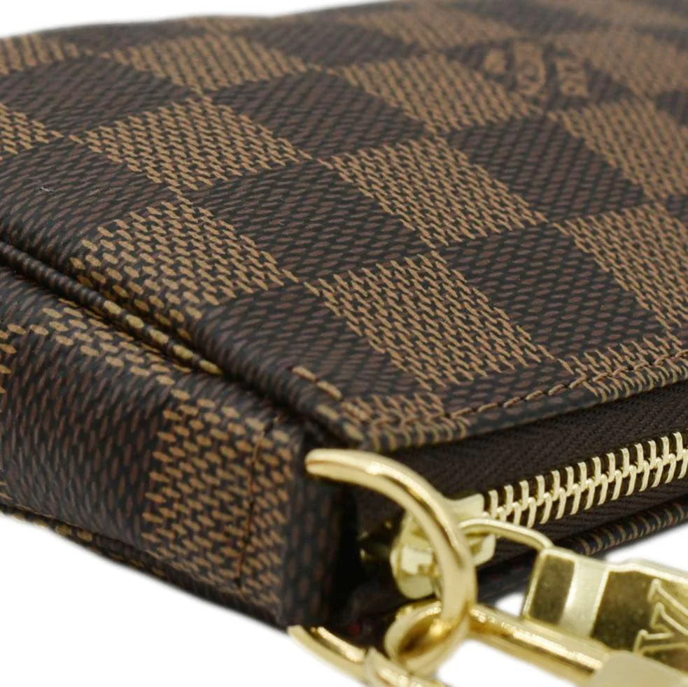 LOUIS VUITTON Mini Pochette Damier Ebene Accessoires Pouch Brown - Image 10