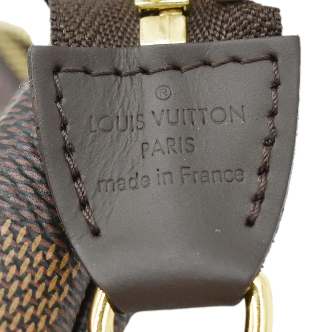 LOUIS VUITTON Mini Pochette Damier Ebene Accessoires Pouch Brown - Image 11