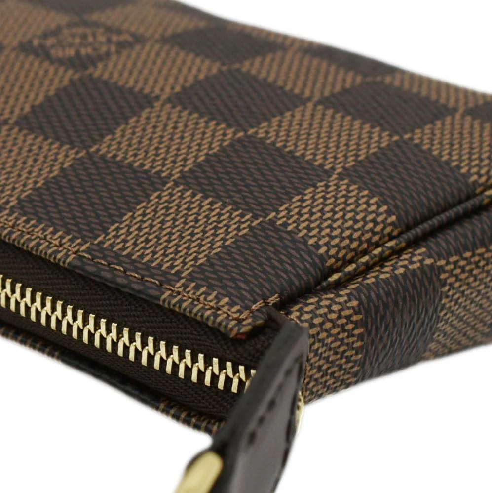 LOUIS VUITTON Mini Pochette Damier Ebene Accessoires Pouch Brown - Image 6