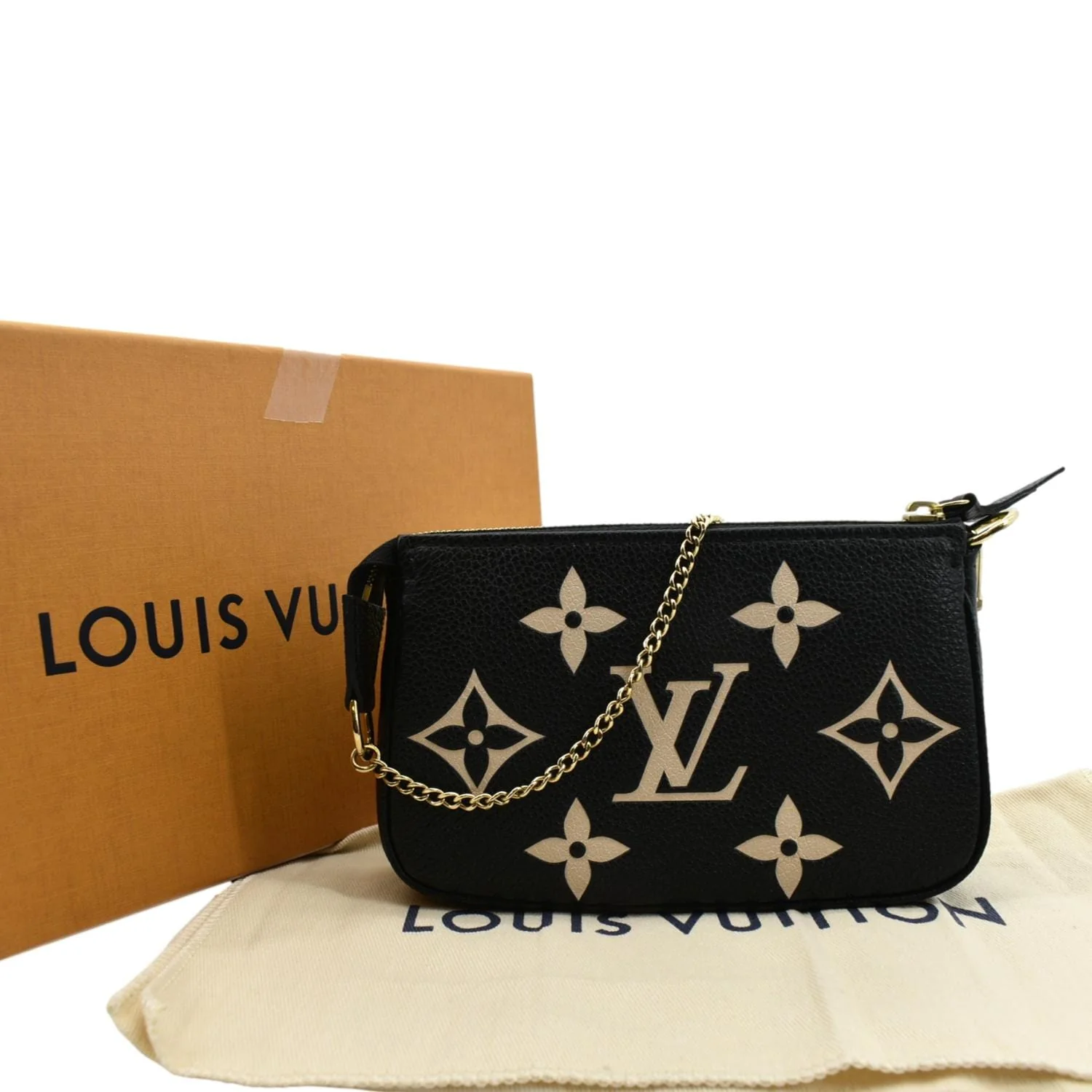 LOUIS VUITTON Mini Pochette Bicolor Monogram Empreinte Accessoires Pouch Black - Image 2
