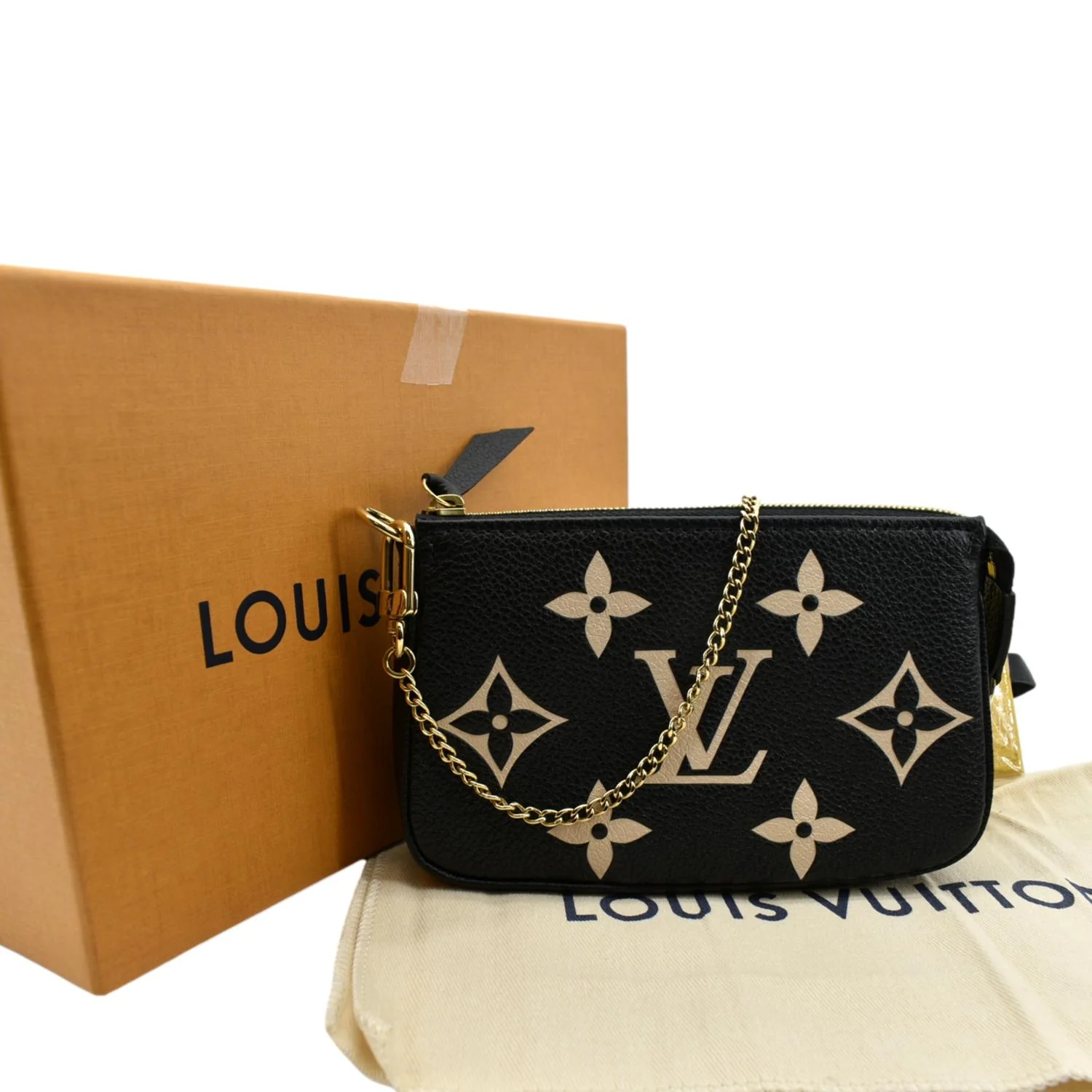 LOUIS VUITTON Mini Pochette Bicolor Monogram Empreinte Accessoires Pouch Black - Image 3