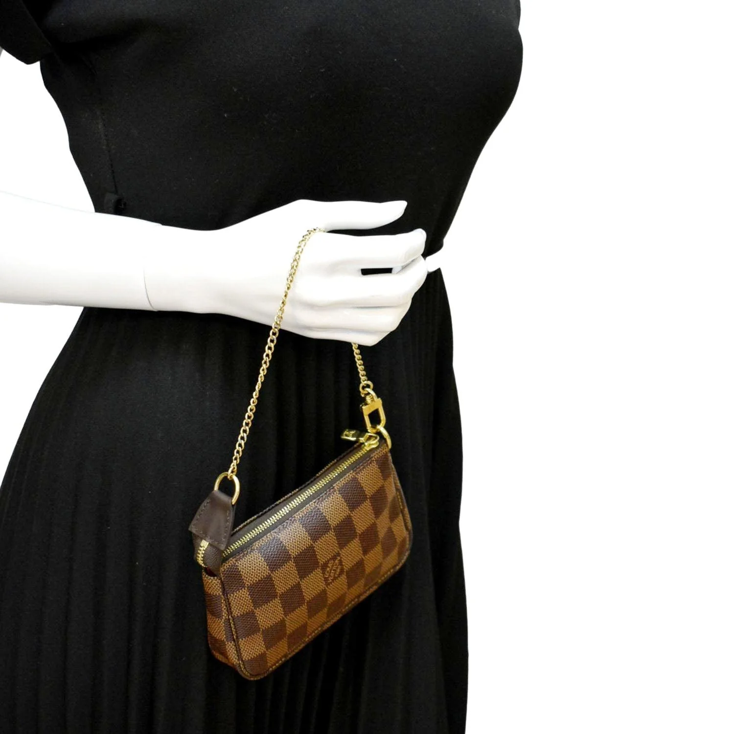 LOUIS VUITTON Mini Pochette Damier Ebene Accessoires Pouch Brown - Image 2