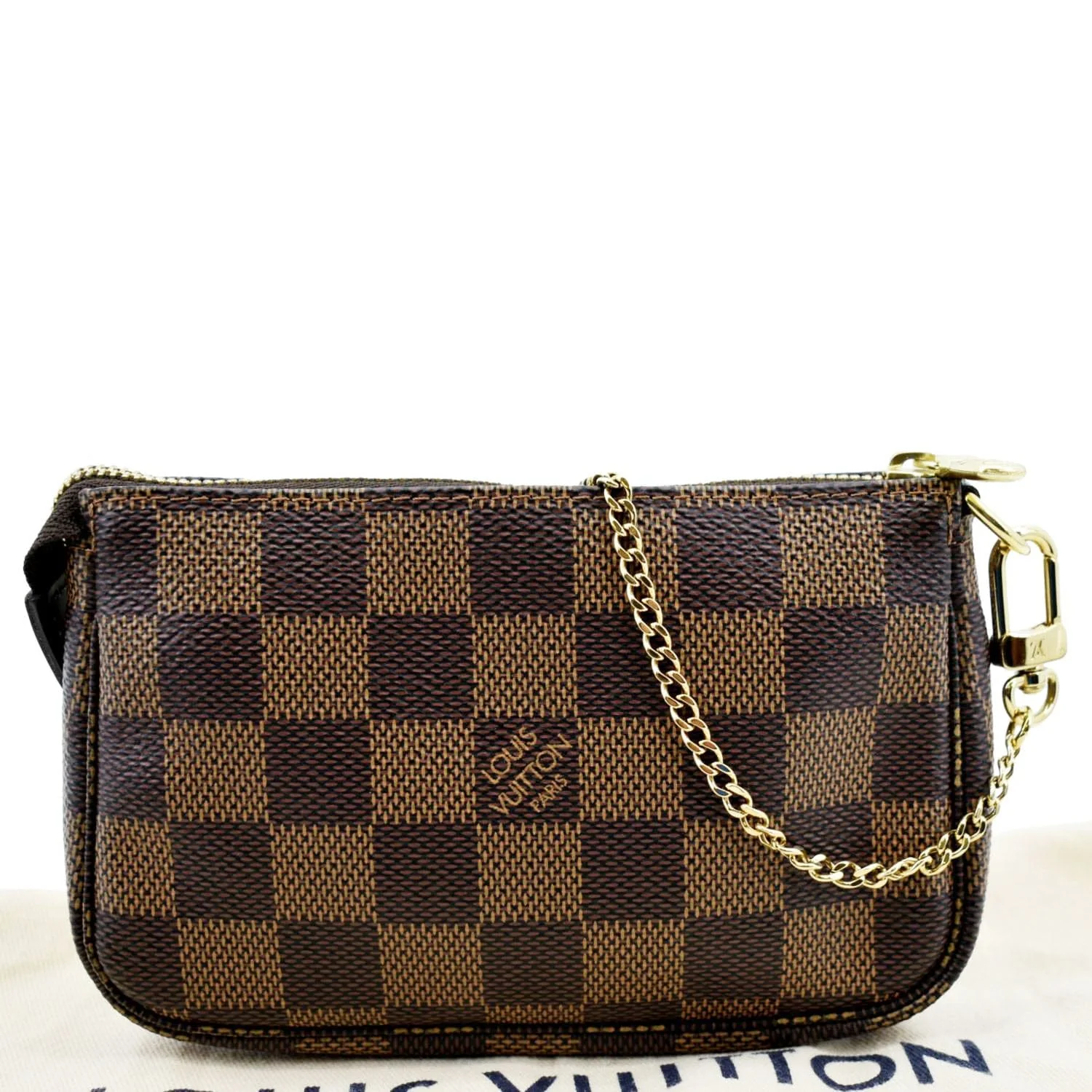 LOUIS VUITTON Mini Pochette Damier Ebene Accessoires Pouch Brown - Image 3