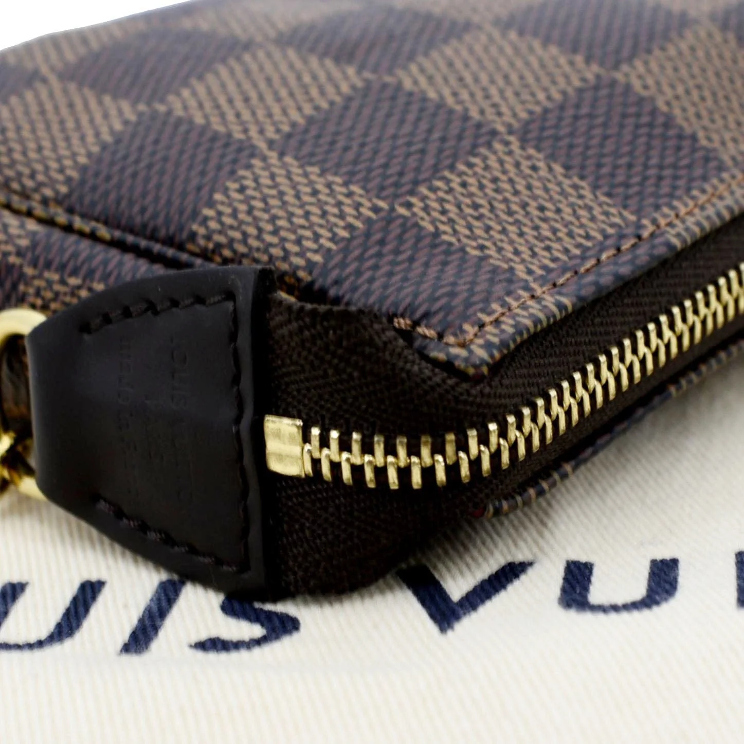 LOUIS VUITTON Mini Pochette Damier Ebene Accessoires Pouch Brown - Image 5