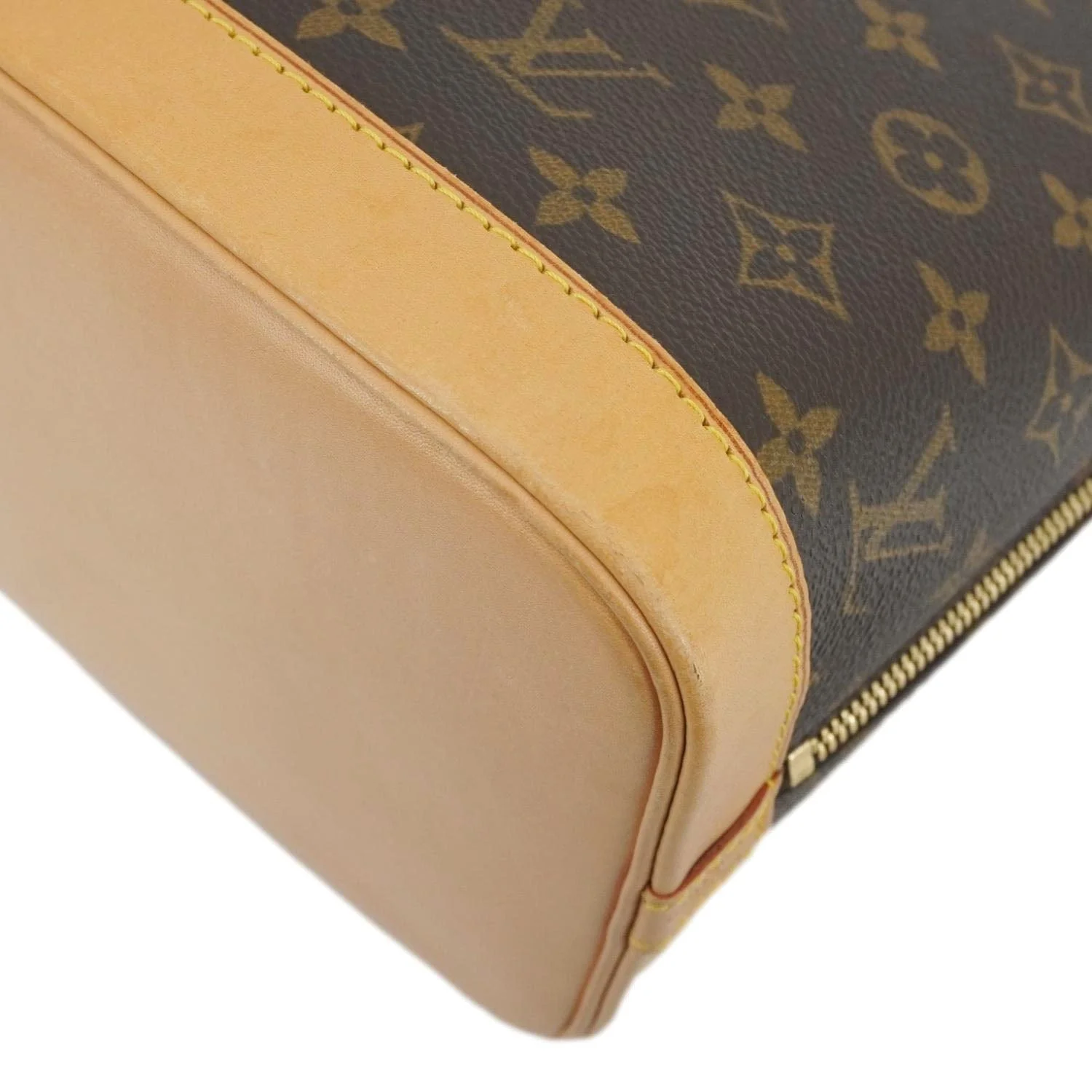 LOUIS VUITTON Alma PM Monogram Canvas Satchel Bag Brown - Image 9
