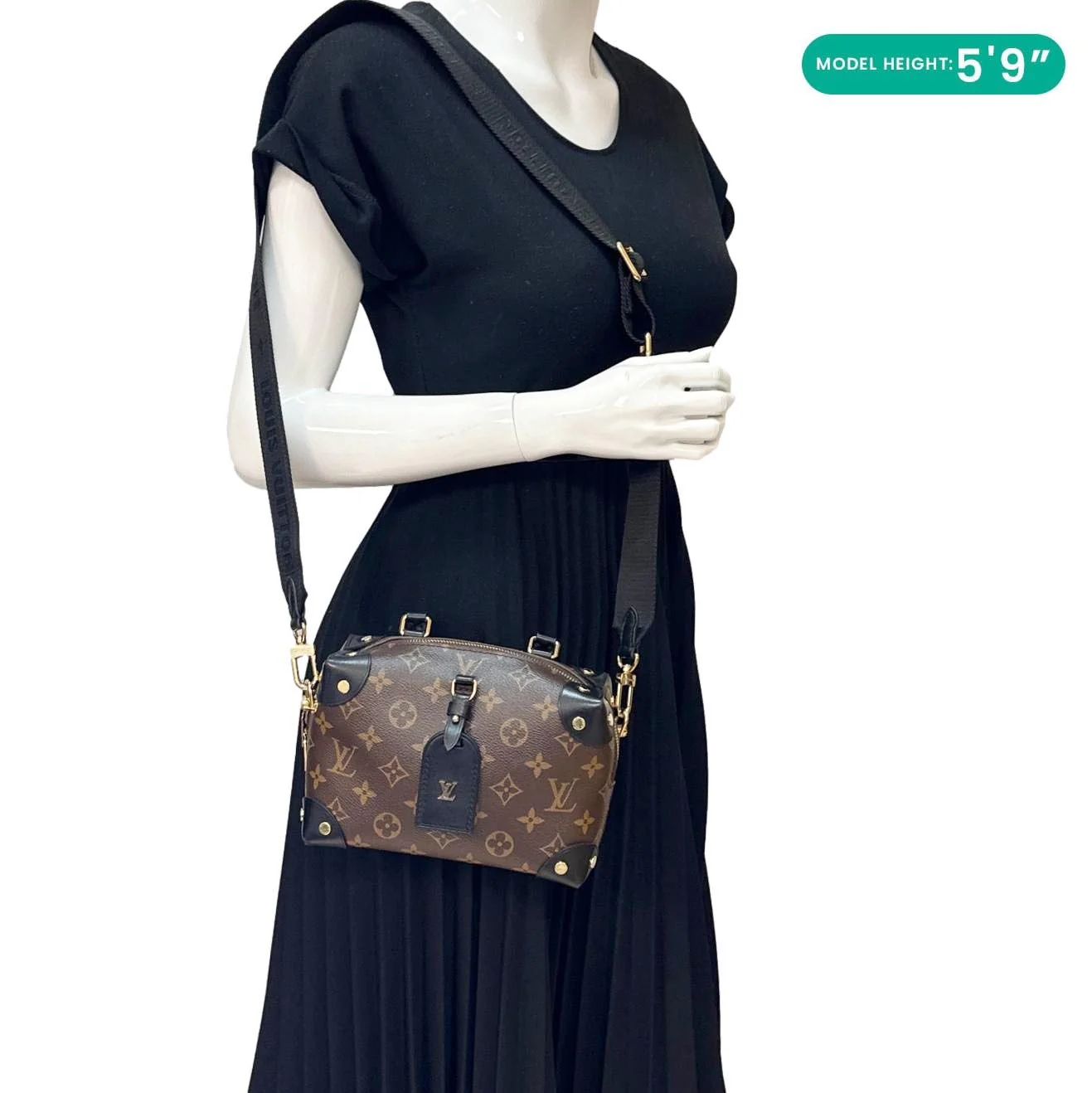LOUIS VUITTON Petite Malle Souple Monogram Canvas Shoulder Bag Black - Image 2