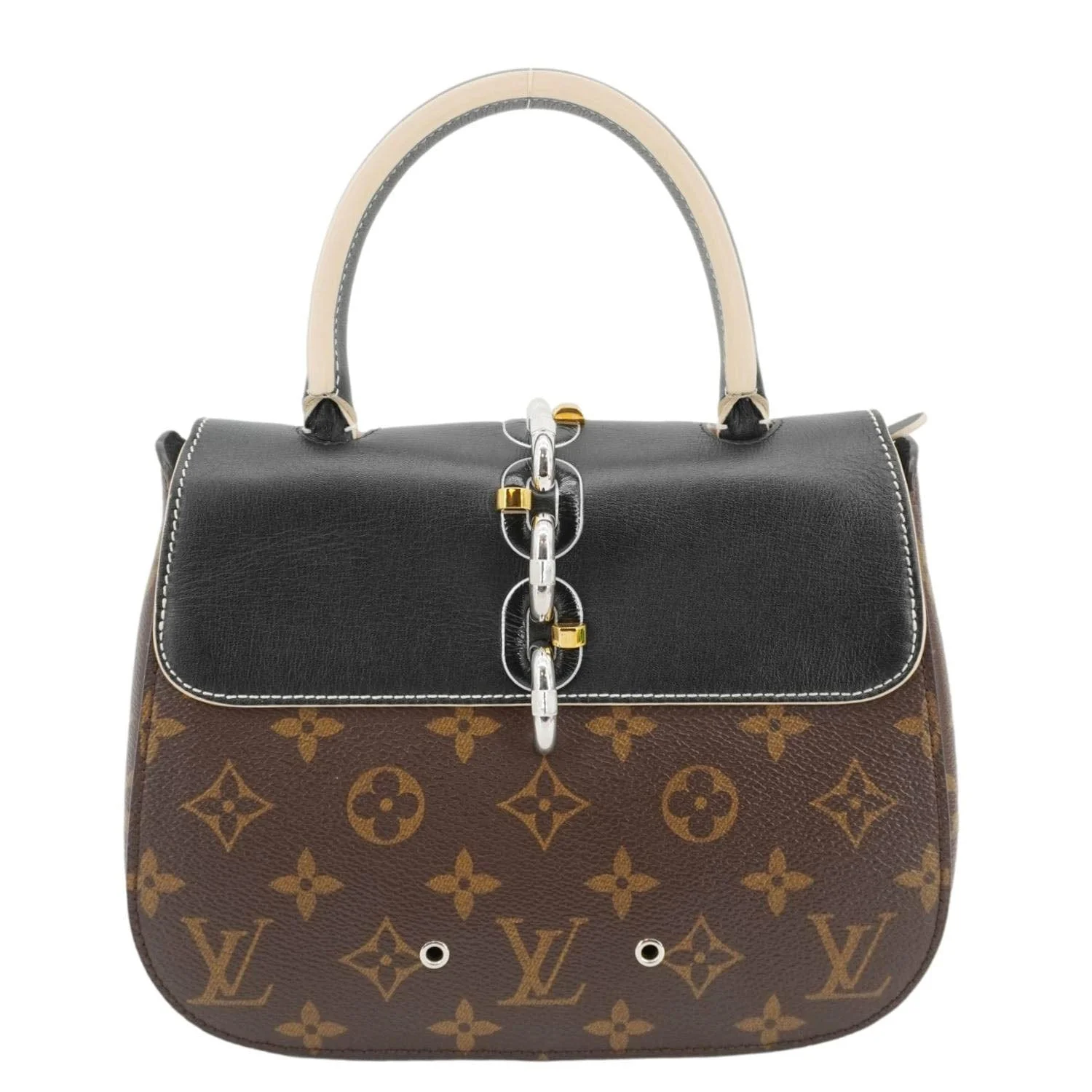 LOUIS VUITTON Chain It Monogram Canvas Top Handle Crossbody Bag Brown - Image 4