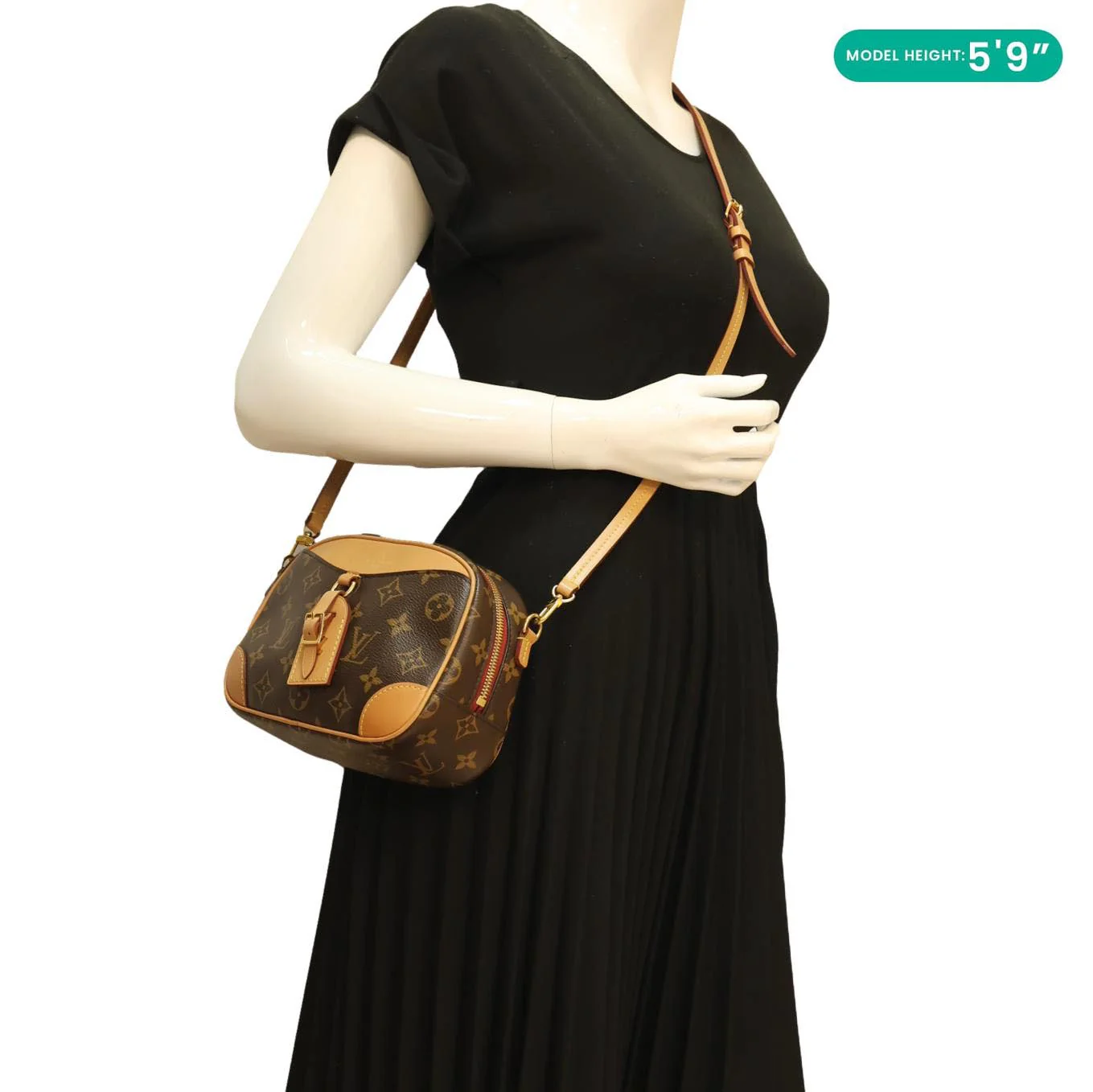 LOUIS VUITTON Deauville Mini Monogram Canvas Shoulder Bag Brown - Image 2