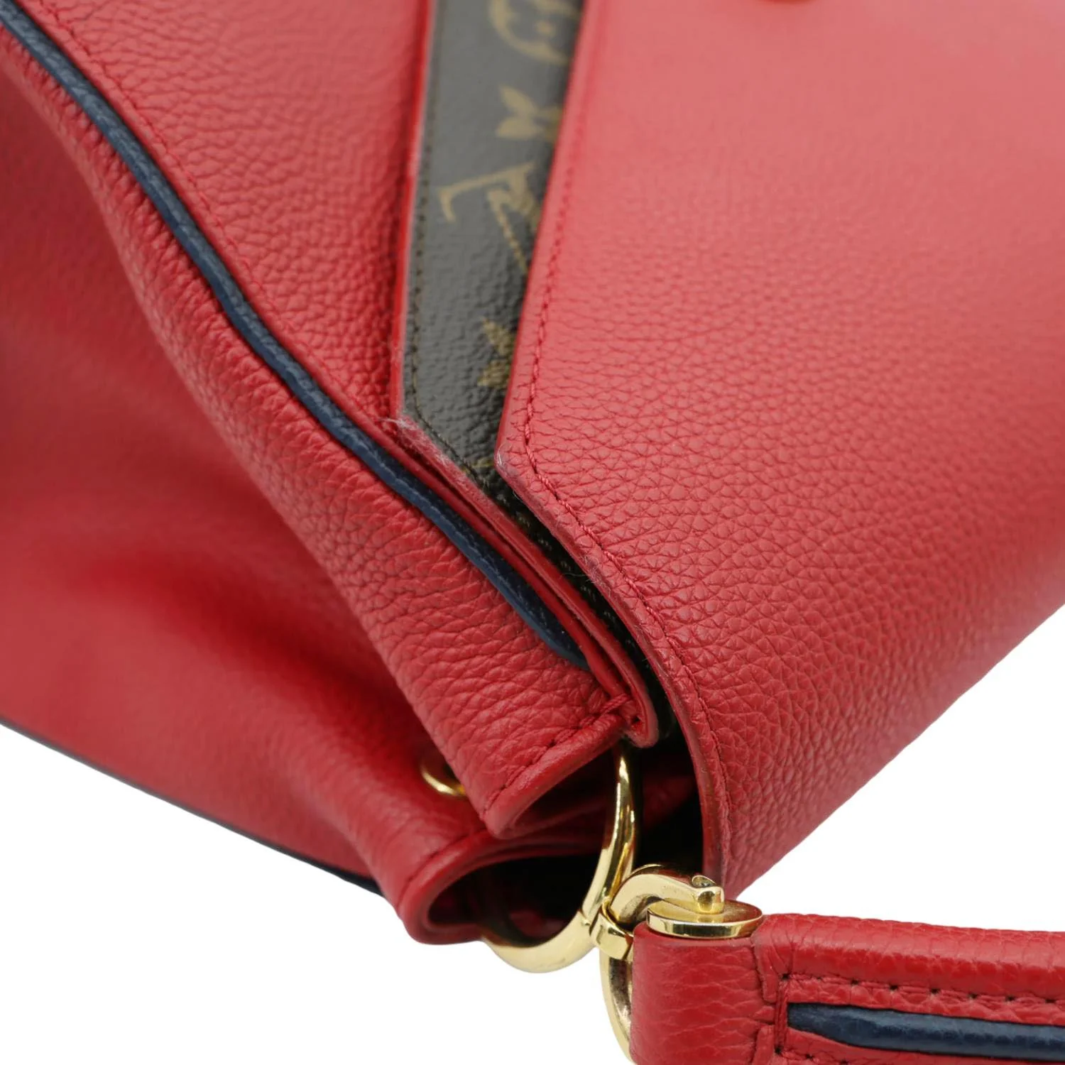 LOUIS VUITTON Double V Grained Leather Monogram Shoulder Bag Rubis - Image 7
