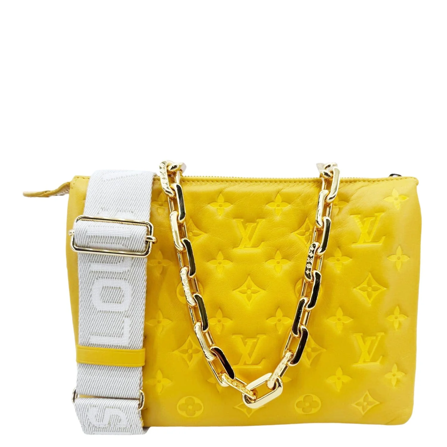 LOUIS VUITTON Coussin Monogram Embossed Leather Crossbody Bag Yellow