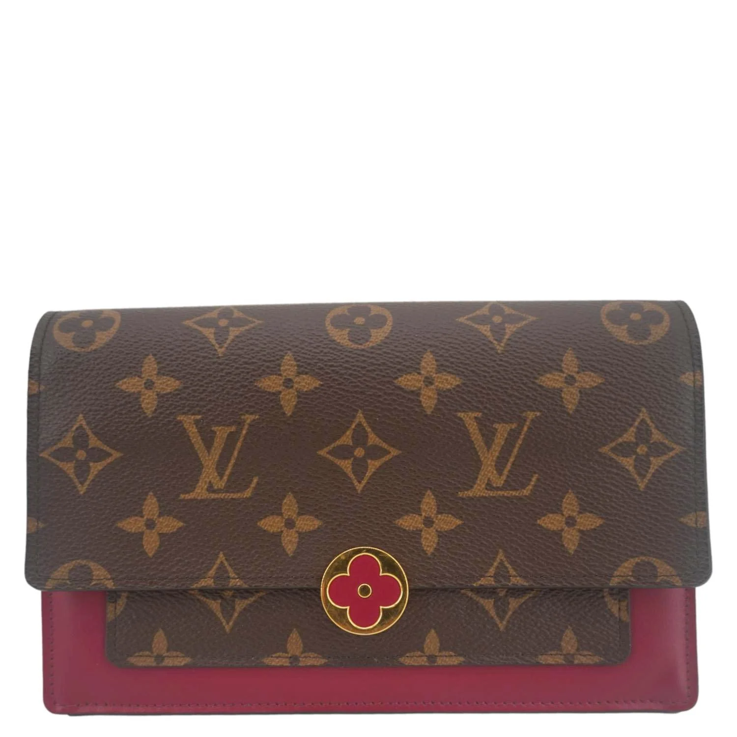 LOUIS VUITTON Flore Monogram Canvas Chain Wallet Fuchsia - Image 4