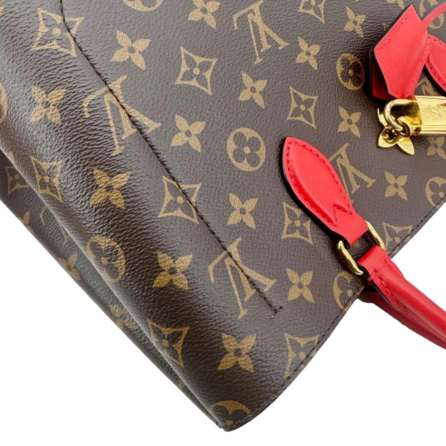 LOUIS VUITTON Flower Monogram Canvas Tote Shoulder Bag Coquelicot - Image 8