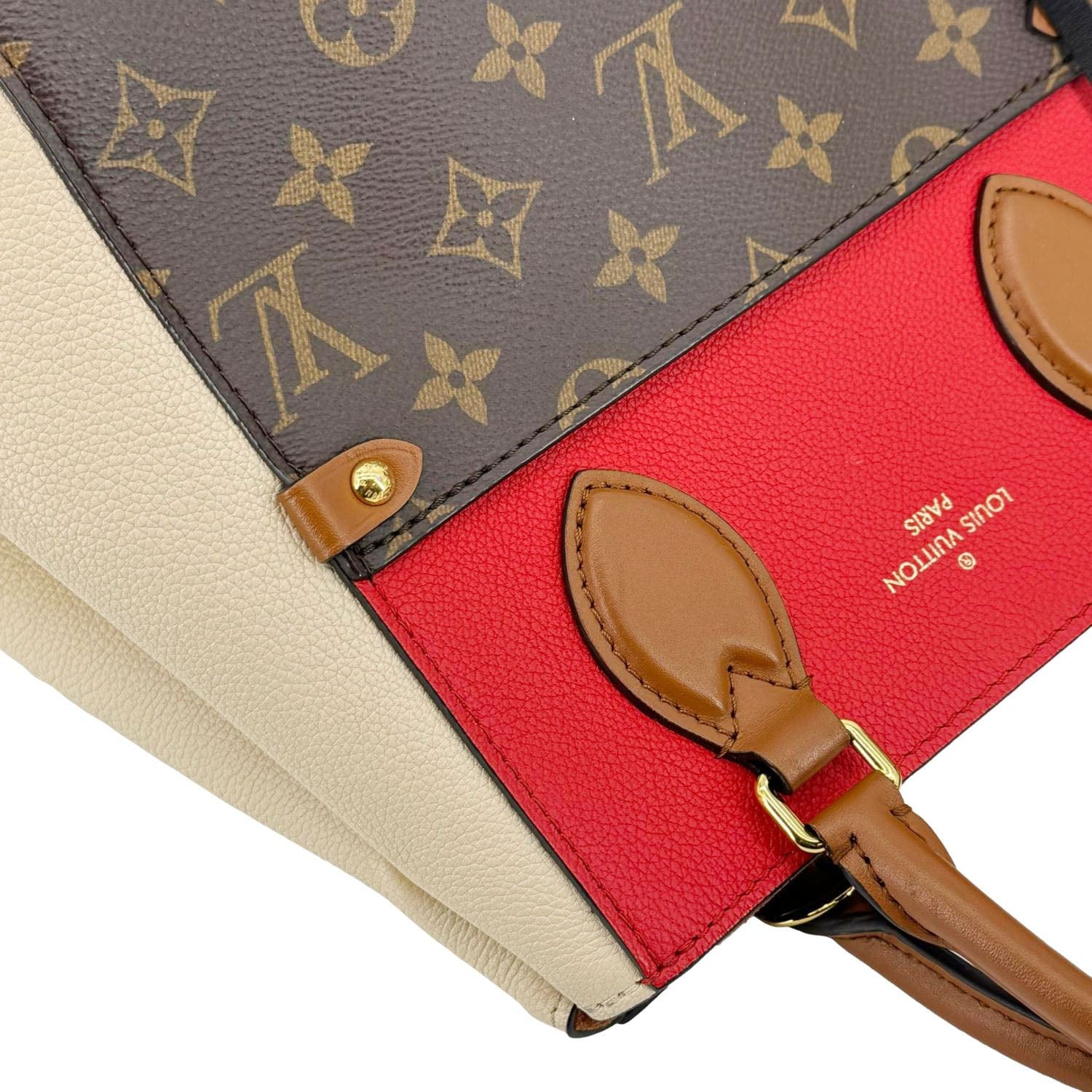 LOUIS VUITTON Fold Monogram Canvas Tote Bag Red - Image 6