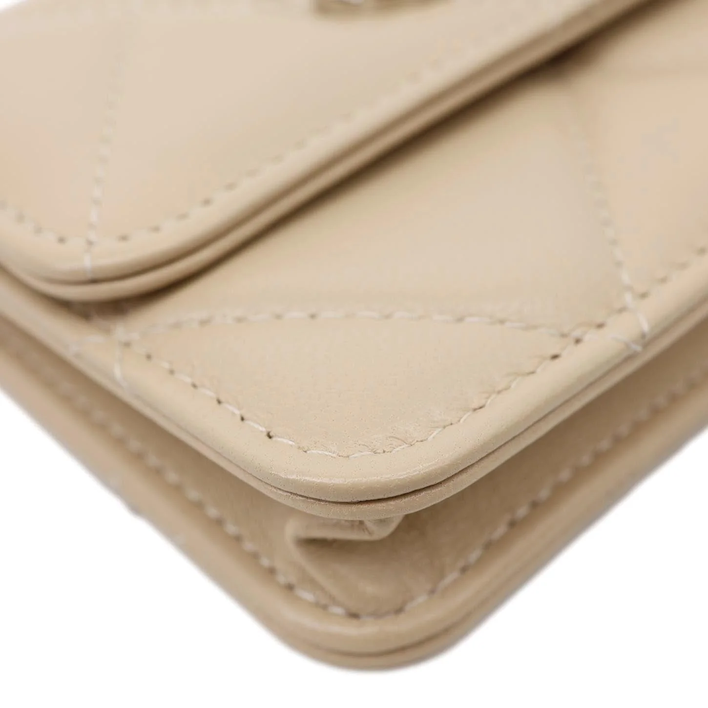 CHANEL 19 Flap Coin Purse Quilted Leather Chain Shoulder Bag Cream - Image 8