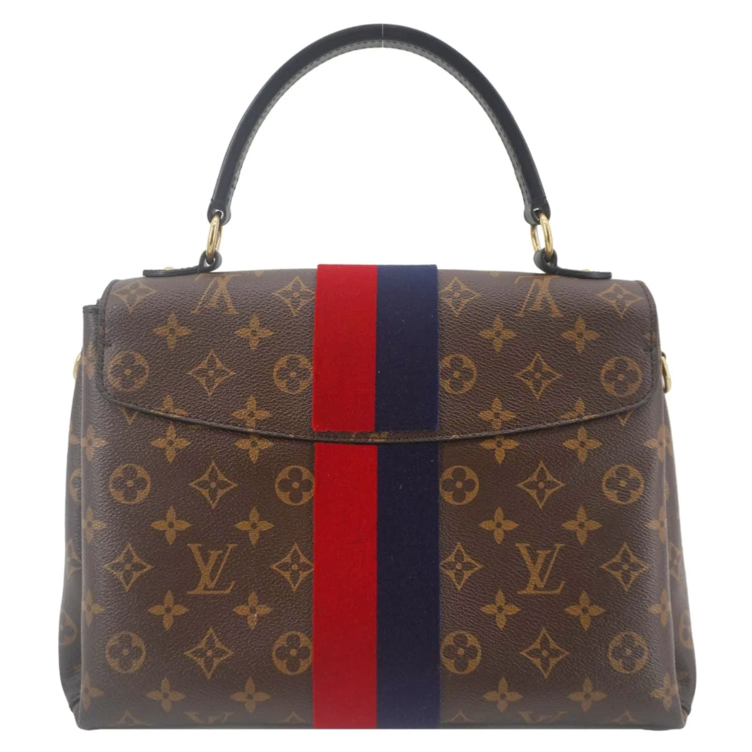 LOUIS VUITTON Georges MM Monogram Canvas Shoulder Bag Black - Image 4