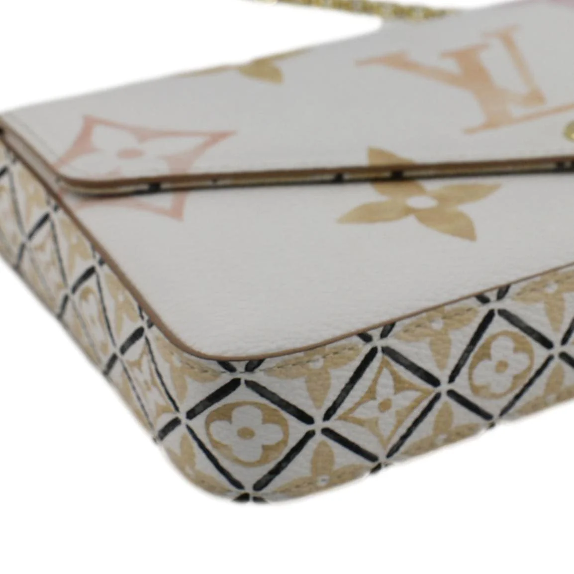 LOUIS VUITTON Felicie Pochette The Pool Giant Monogram Canvas Watercolor Crossbody Bag White - Image 7