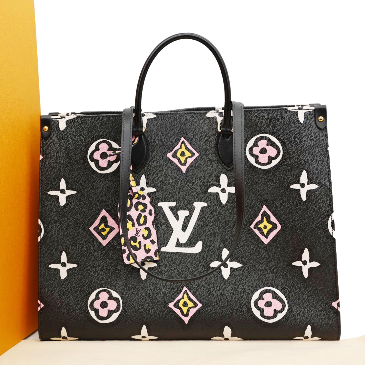 LOUIS VUITTON Onthego GM Wild At Heart Monogram Giant Canvas Tote Bag Black - Image 3