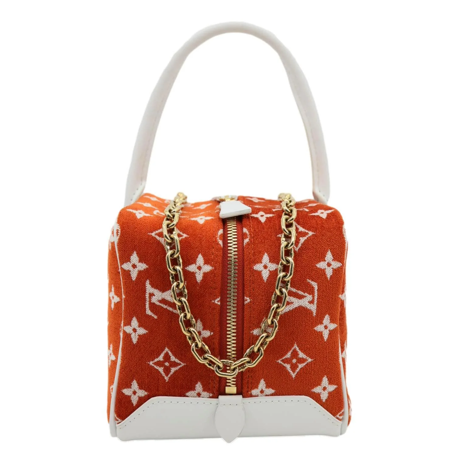 LOUIS VUITTON Match Square Monogram Jacquard Velvet Tote Bag Orange