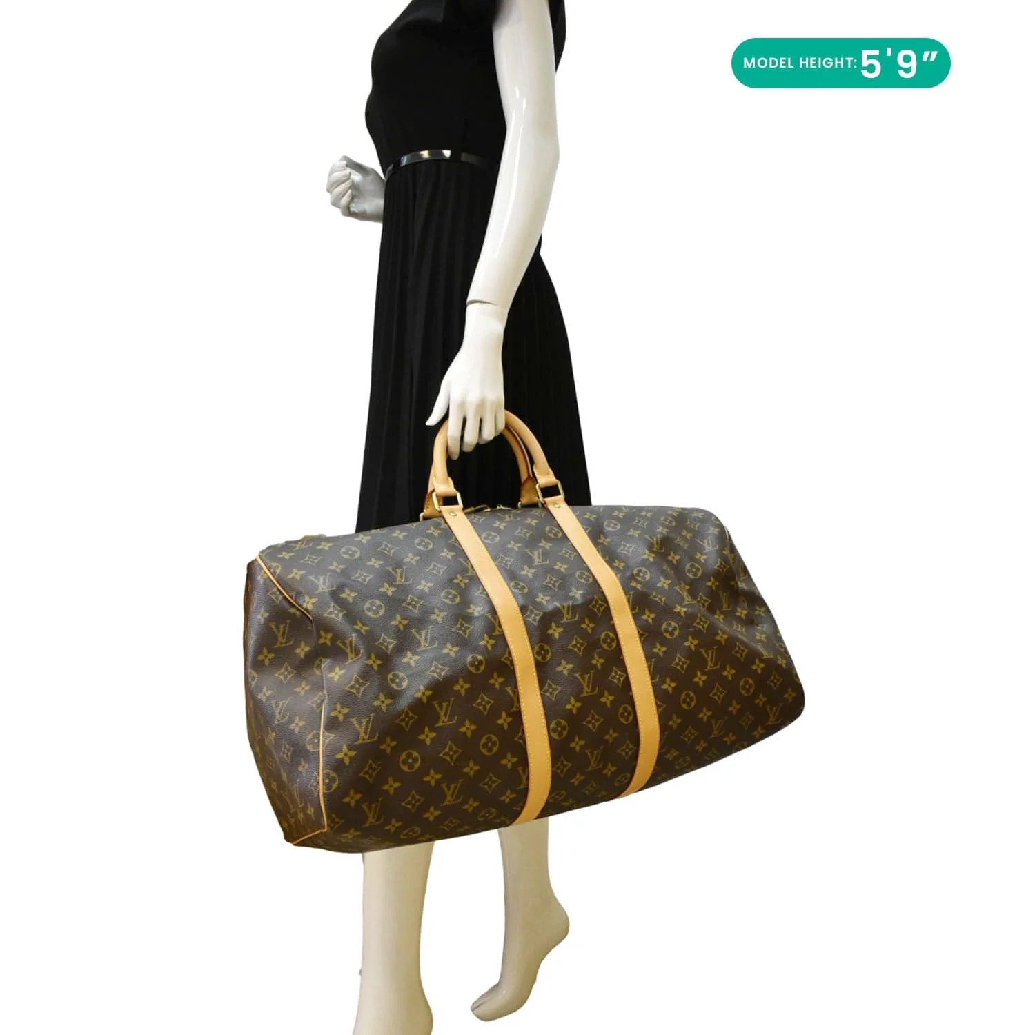 LOUIS VUITTON Keepall 55  Monogram Canvas Travel Bag Brown - Image 2