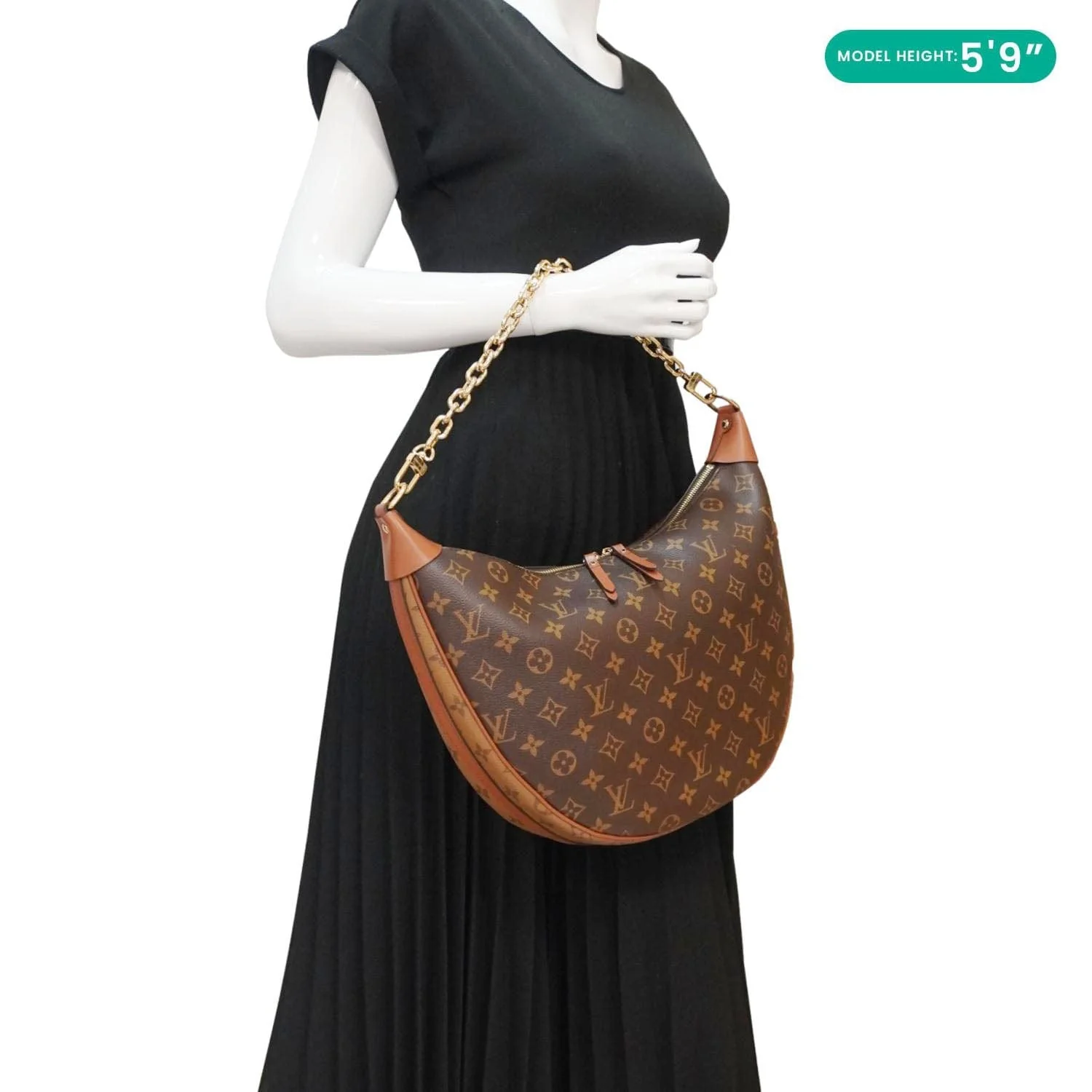 LOUIS VUITTON Loop Reverse Monogram Canvas Hobo Shoulder Bag Brown - Image 2