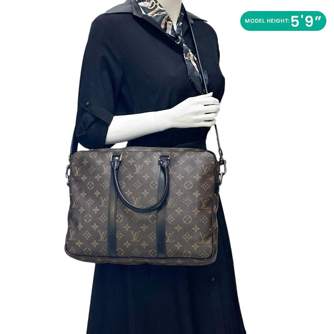 LOUIS VUITTON Porte Documents Voyage Monogram Macassar Canvas Briefcase Bag Brown - Image 2