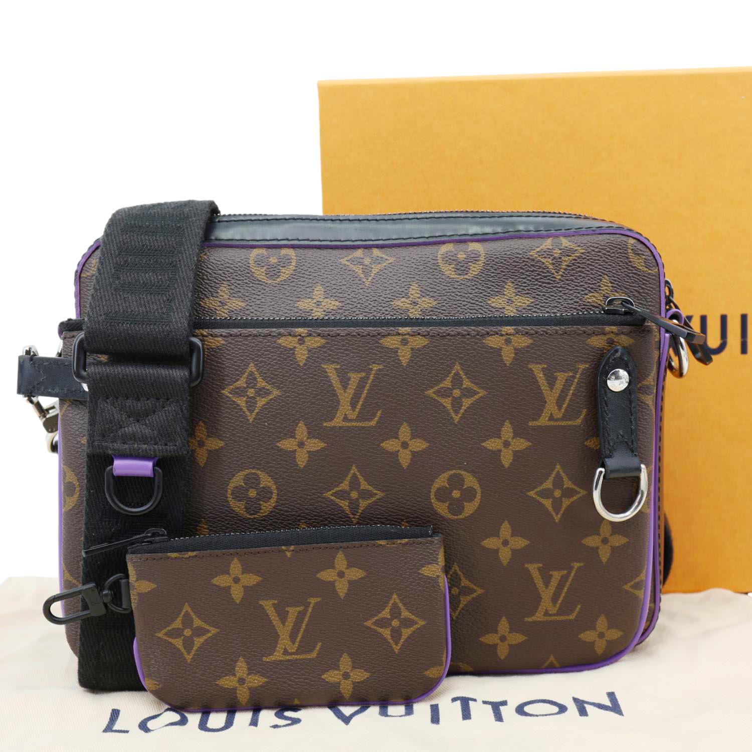 LOUIS VUITTON Trio Monogram Macassar Canvas Messenger Bag Purple - Image 3