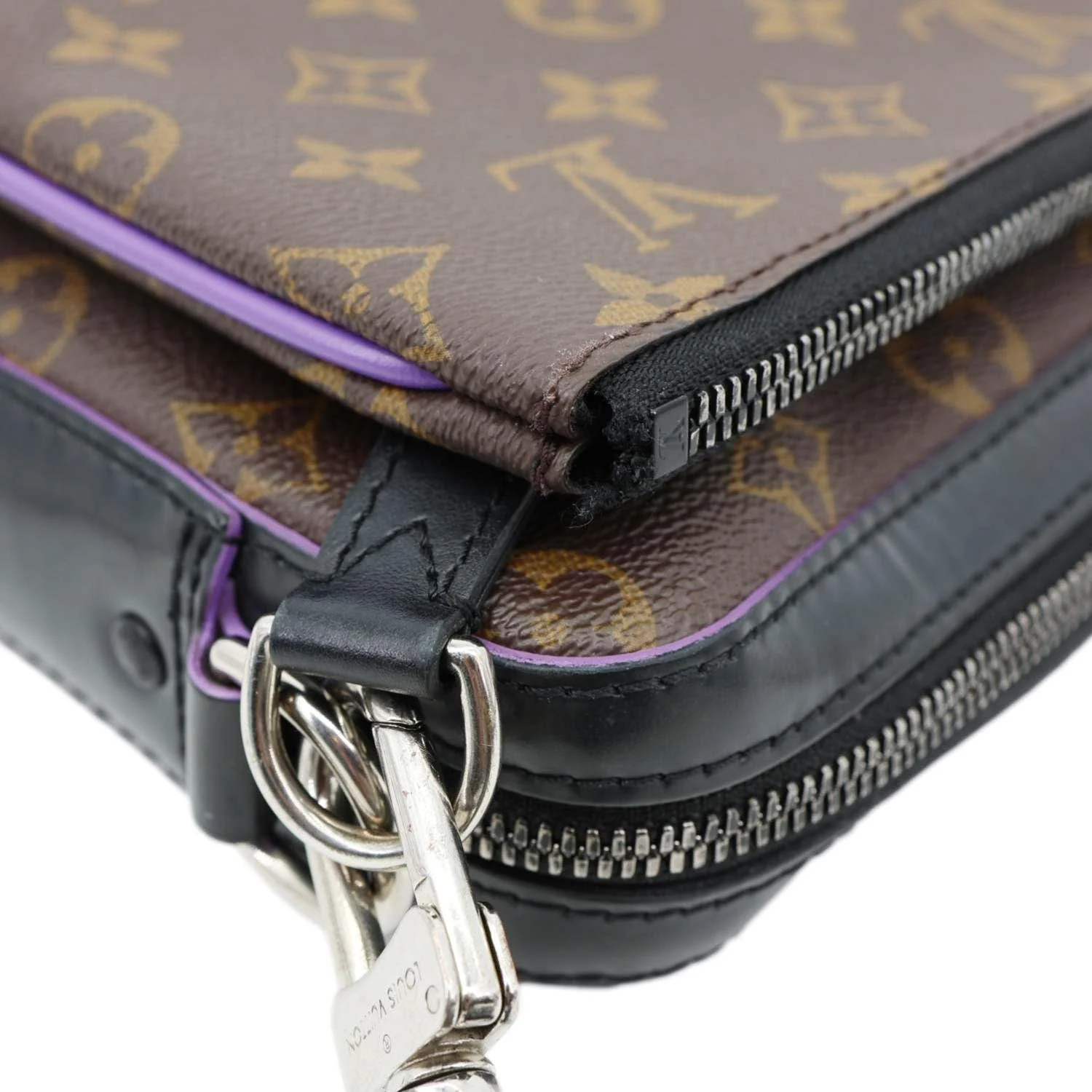 LOUIS VUITTON Trio Monogram Macassar Canvas Messenger Bag Purple - Image 7