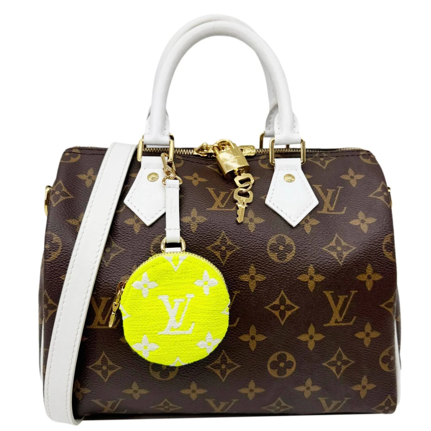LOUIS VUITTON Speedy 25 Bandouliere LV Match Monogram Canvas Satchel Bag White