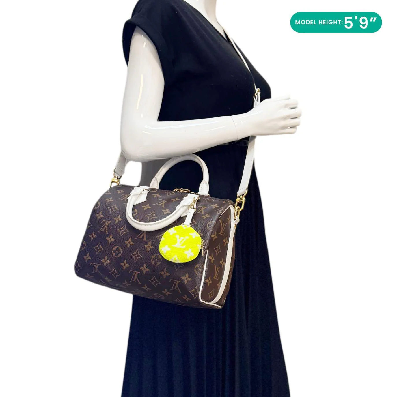 LOUIS VUITTON Speedy 25 Bandouliere LV Match Monogram Canvas Satchel Bag White - Image 2