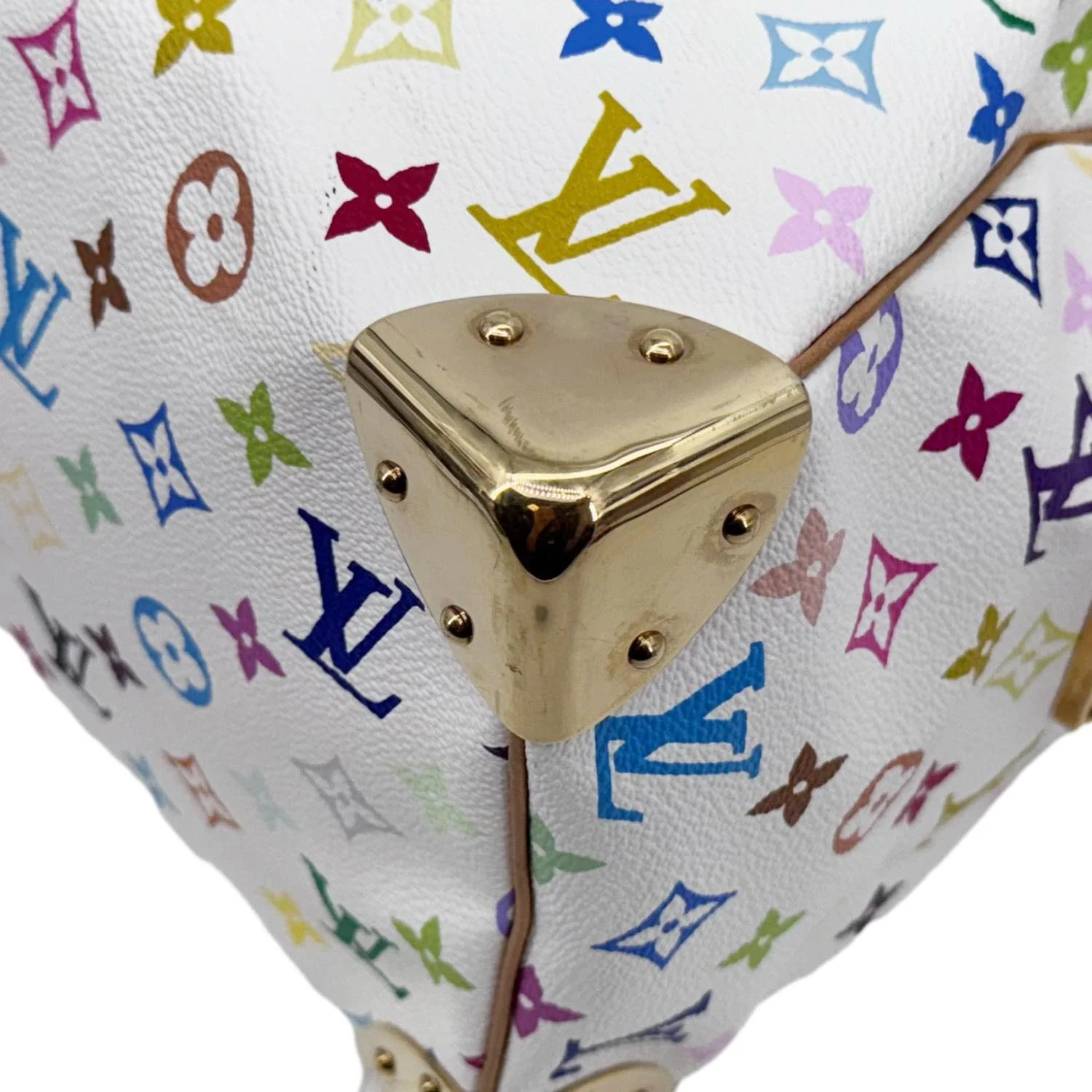 LOUIS VUITTON Speedy 30 Monogram Multicolor Canvas Satchel Bag White - Image 8