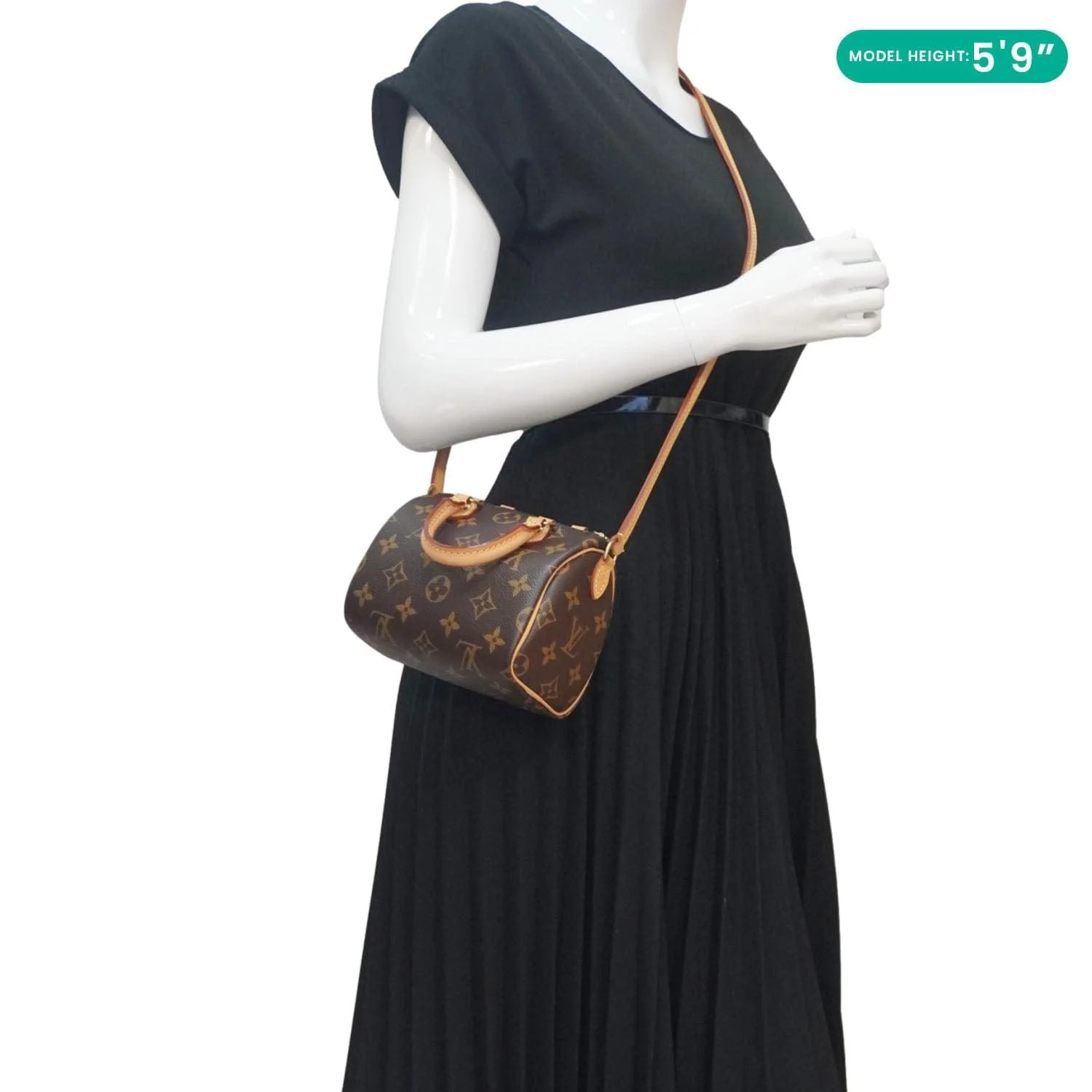 LOUIS VUITTON Nano Speedy Monogram Canvas Crossbody Bag Brown - Image 2